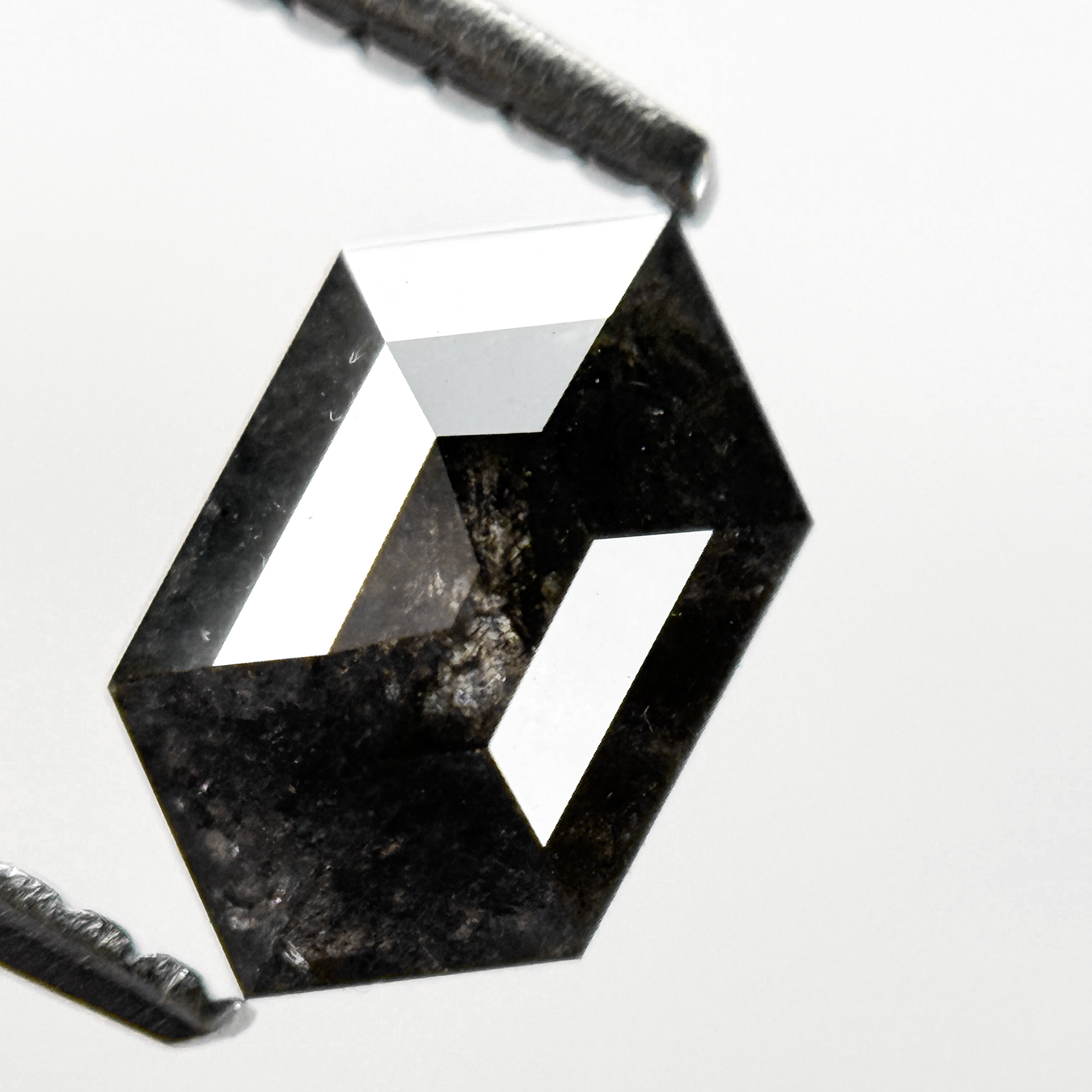 1.09 Ct Hexagon Rose Cut Grey Natural Salt and Pepper Diamond