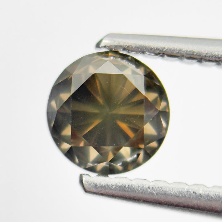 0.80 Ct Round Brilliant Cut Yellowish Natural Salt and Pepper Diamond