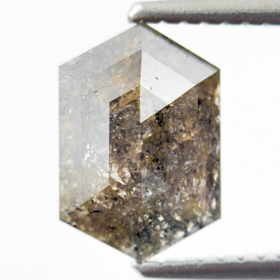 1.92 Ct Hexagon Rose Cut Yellow Natural Salt and Pepper Diamond