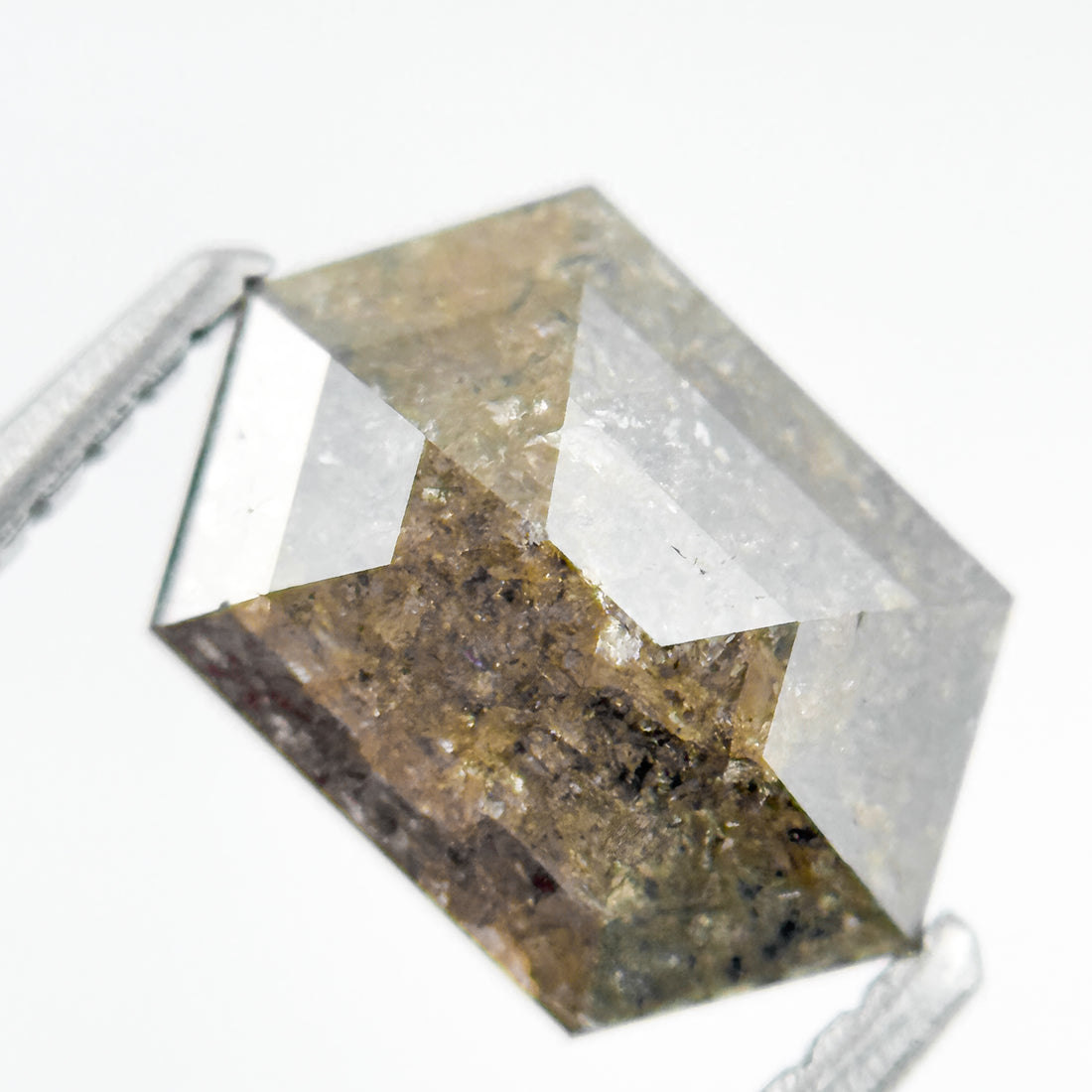 1.92 Ct Hexagon Rose Cut Yellow Natural Salt and Pepper Diamond
