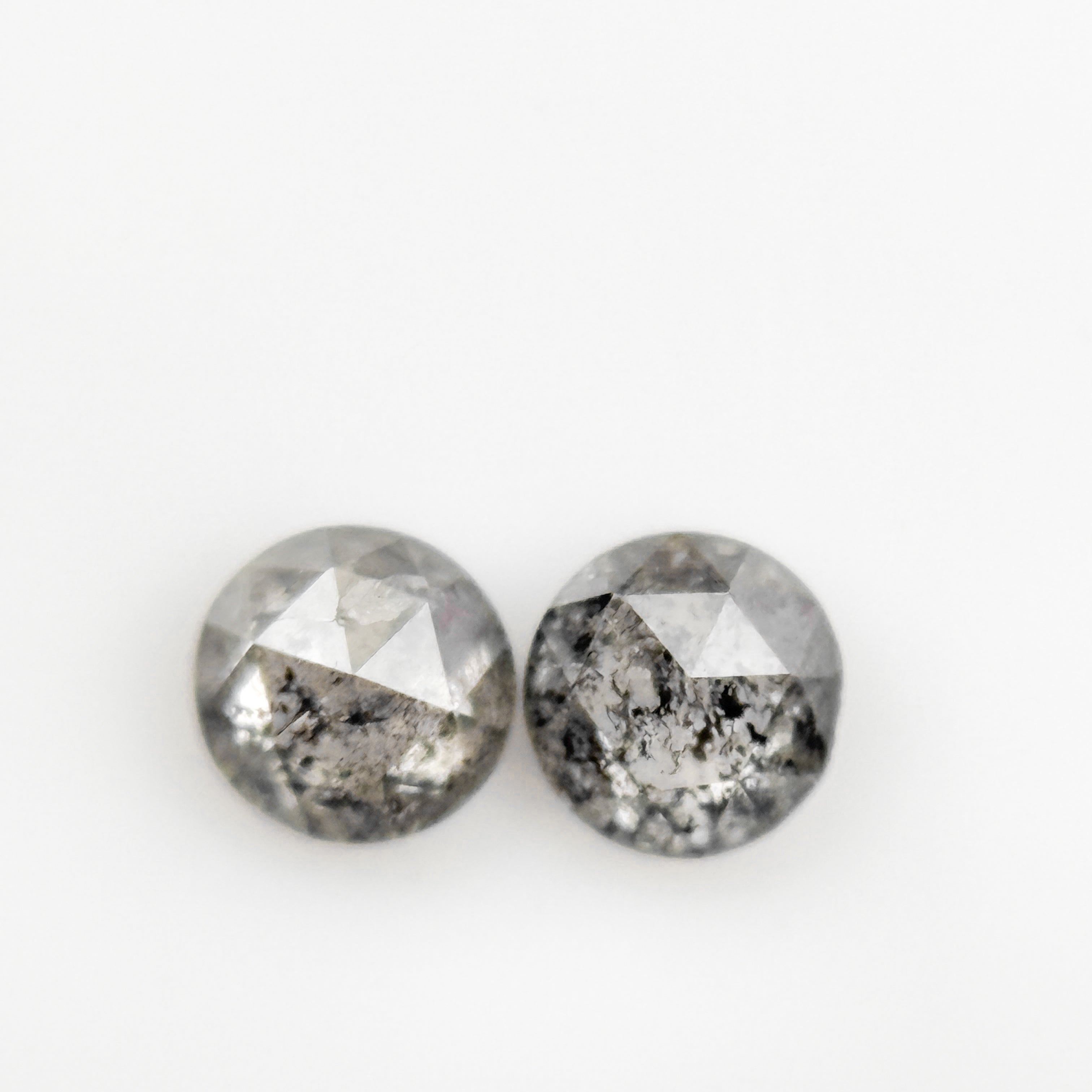 4 MM Round Rose Cut Grey Natural Fancy Diamond Pair