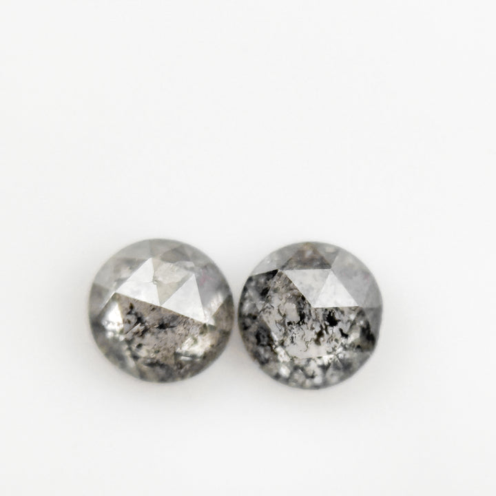 4 MM Round Rose Cut Grey Natural Fancy Diamond Pair