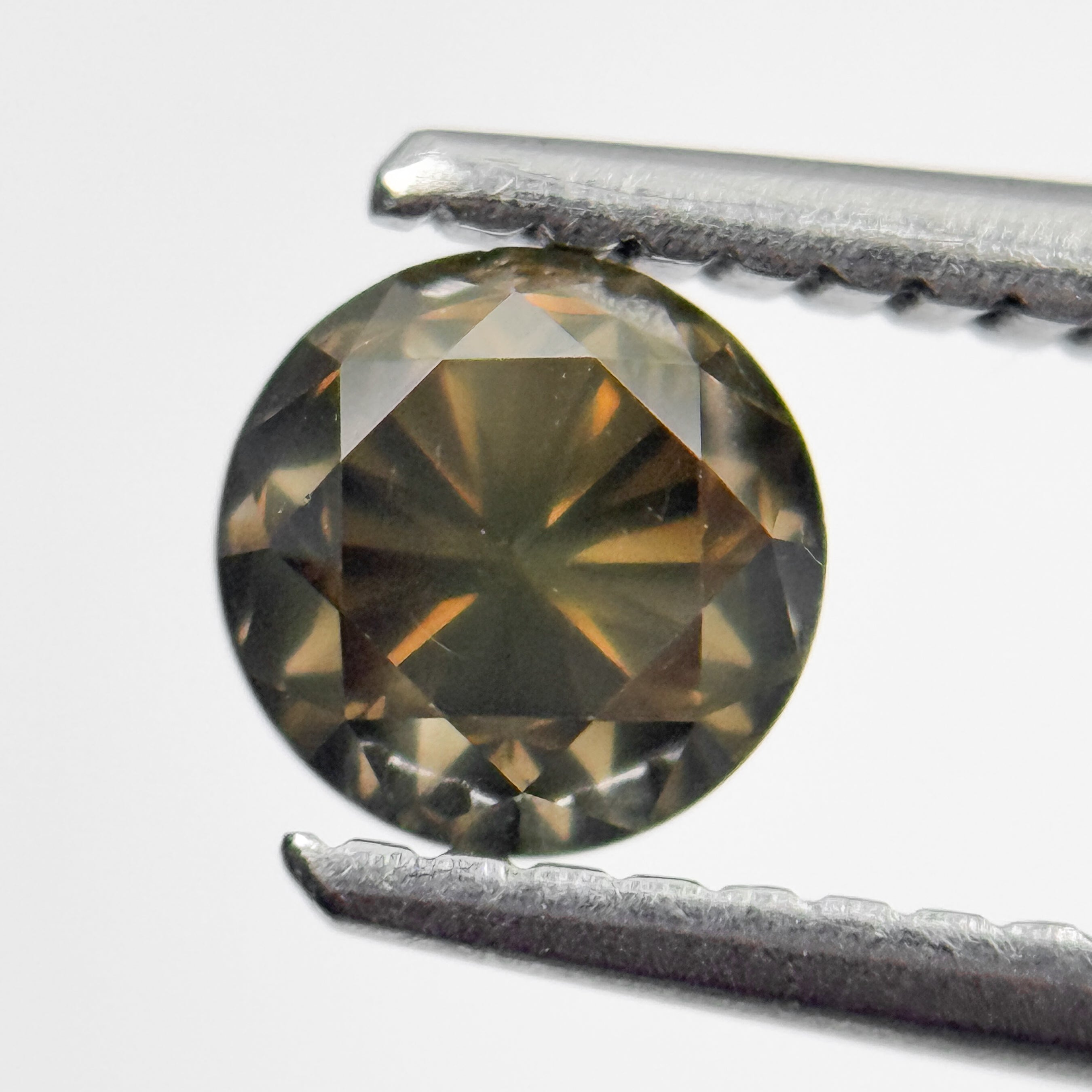0.80 Ct Round Brilliant Cut Yellowish Natural Salt and Pepper Diamond