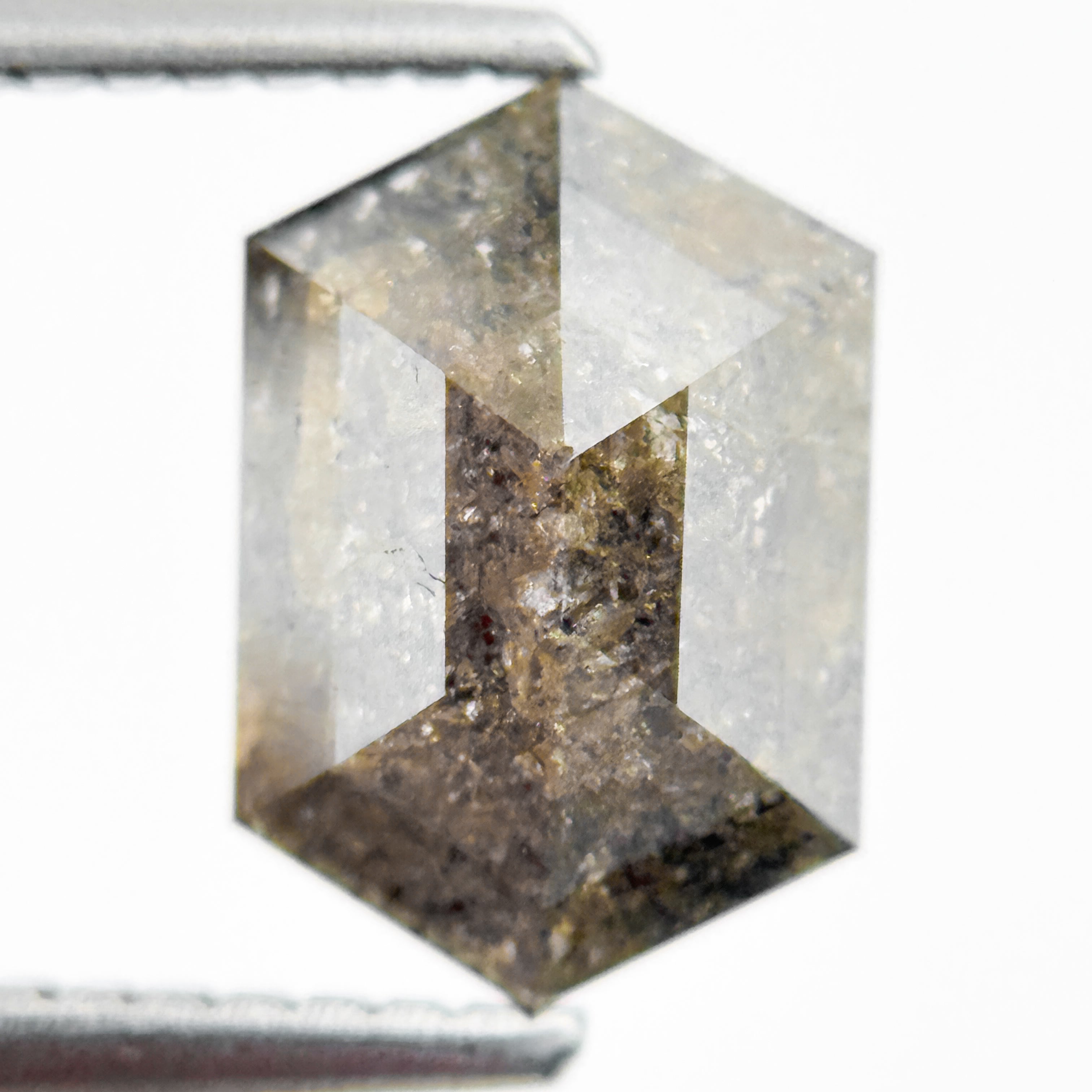 1.92 Ct Hexagon Rose Cut Yellow Natural Salt and Pepper Diamond