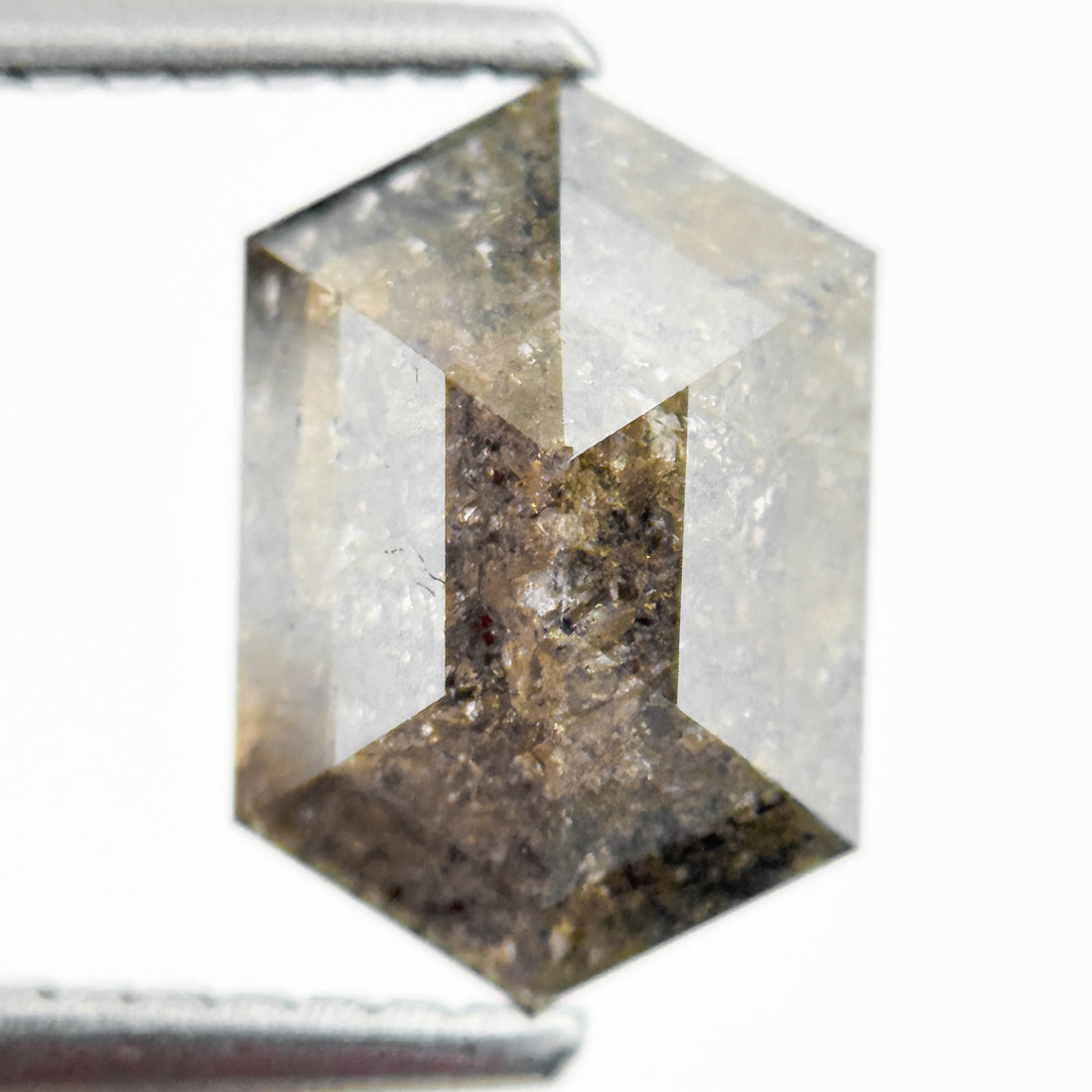 1.92 Ct Hexagon Rose Cut Yellow Natural Salt and Pepper Diamond