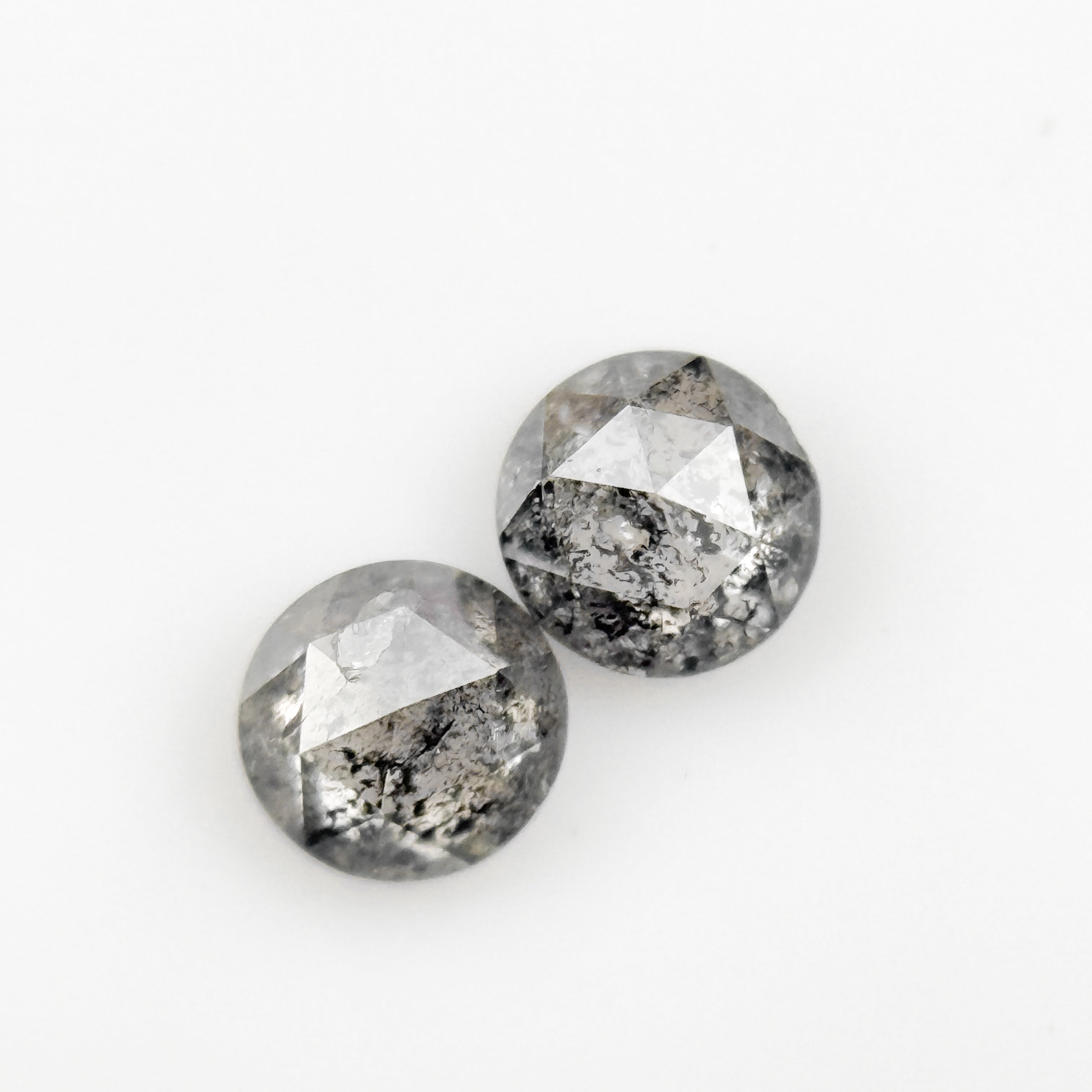 4 MM Round Rose Cut Grey Natural Fancy Diamond Pair