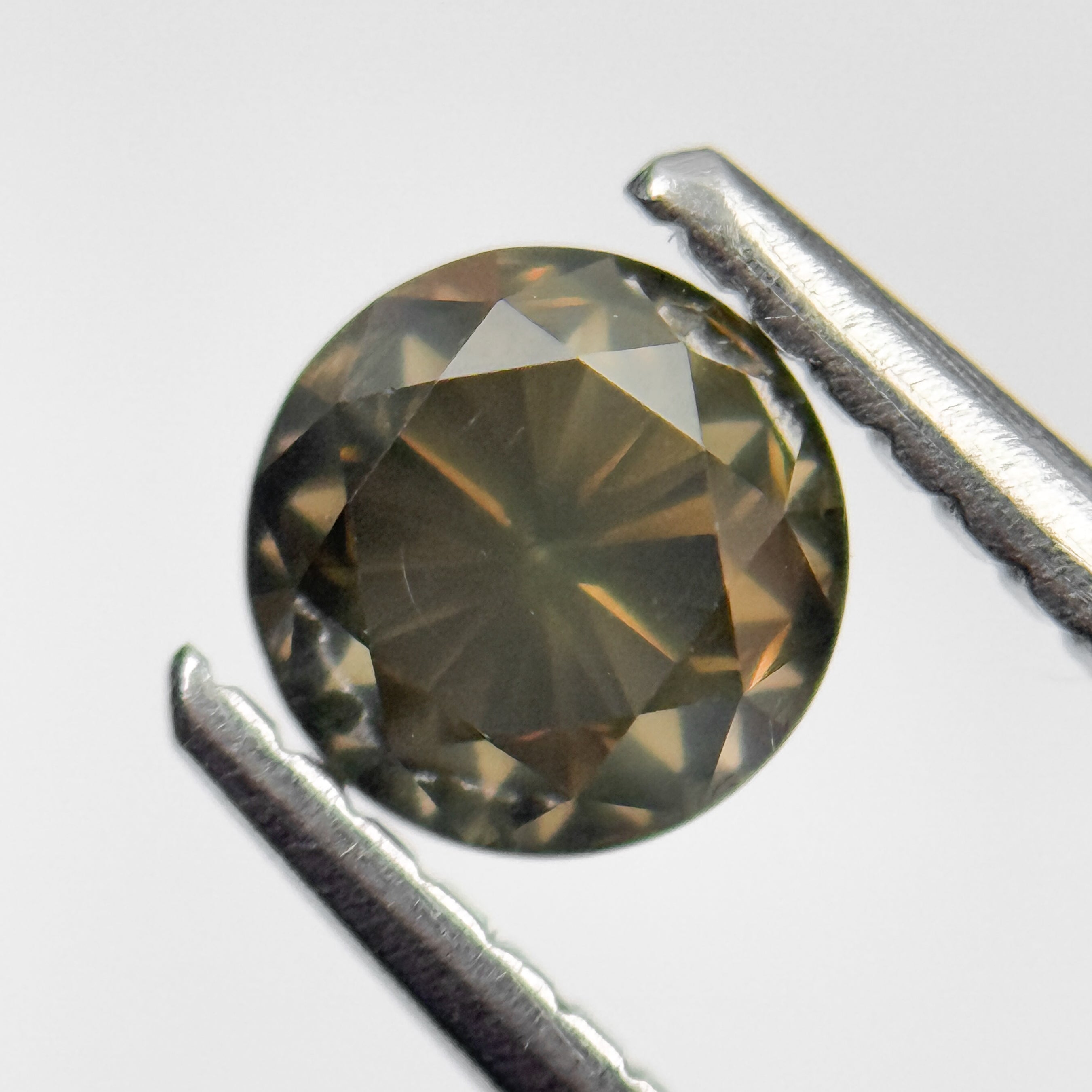 0.80 Ct Round Brilliant Cut Yellowish Natural Salt and Pepper Diamond