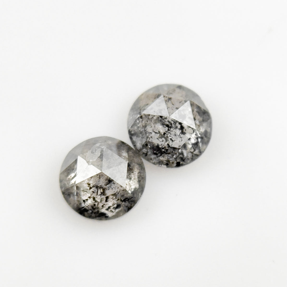4 MM Round Rose Cut Grey Natural Fancy Diamond Pair