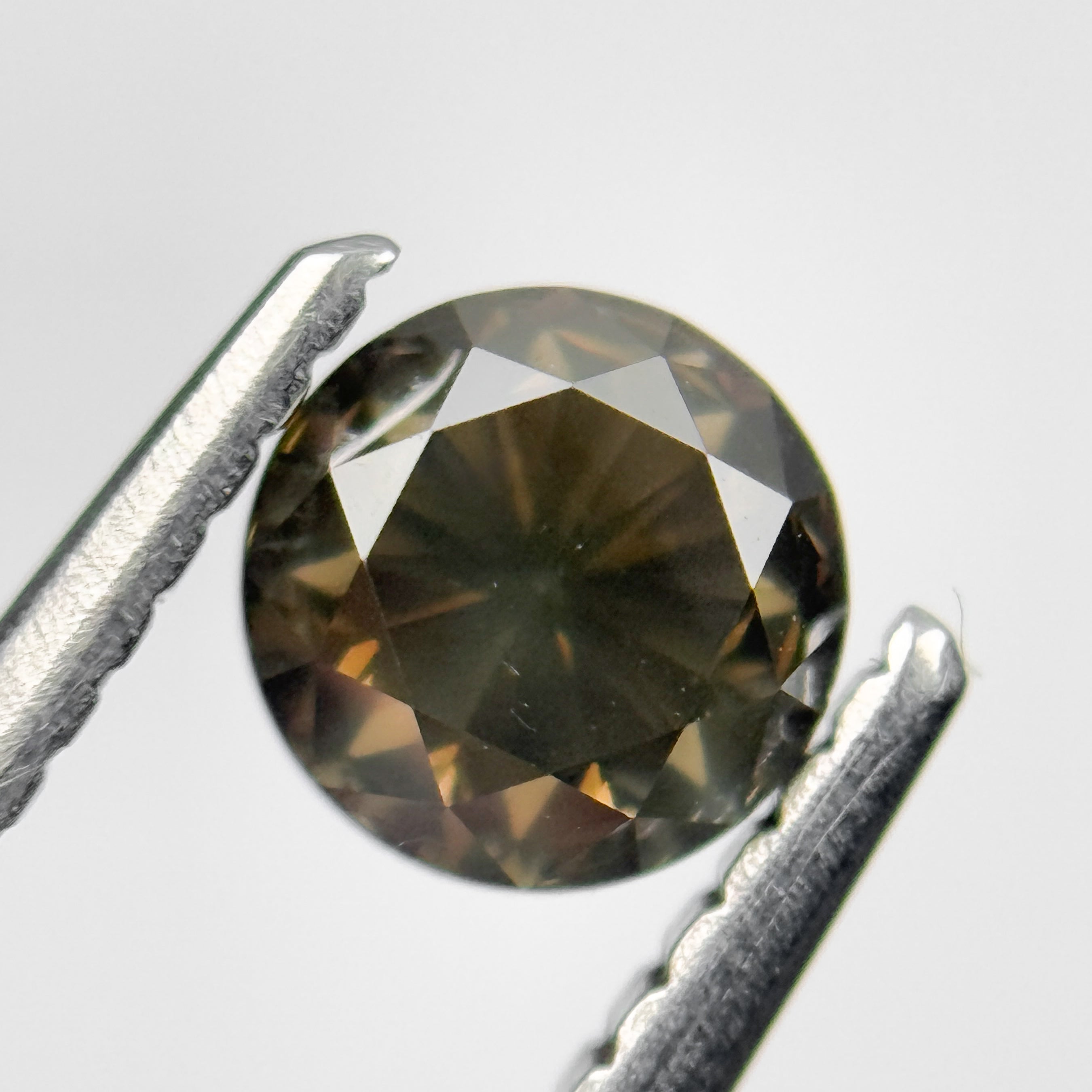 0.80 Ct Round Brilliant Cut Yellowish Natural Salt and Pepper Diamond