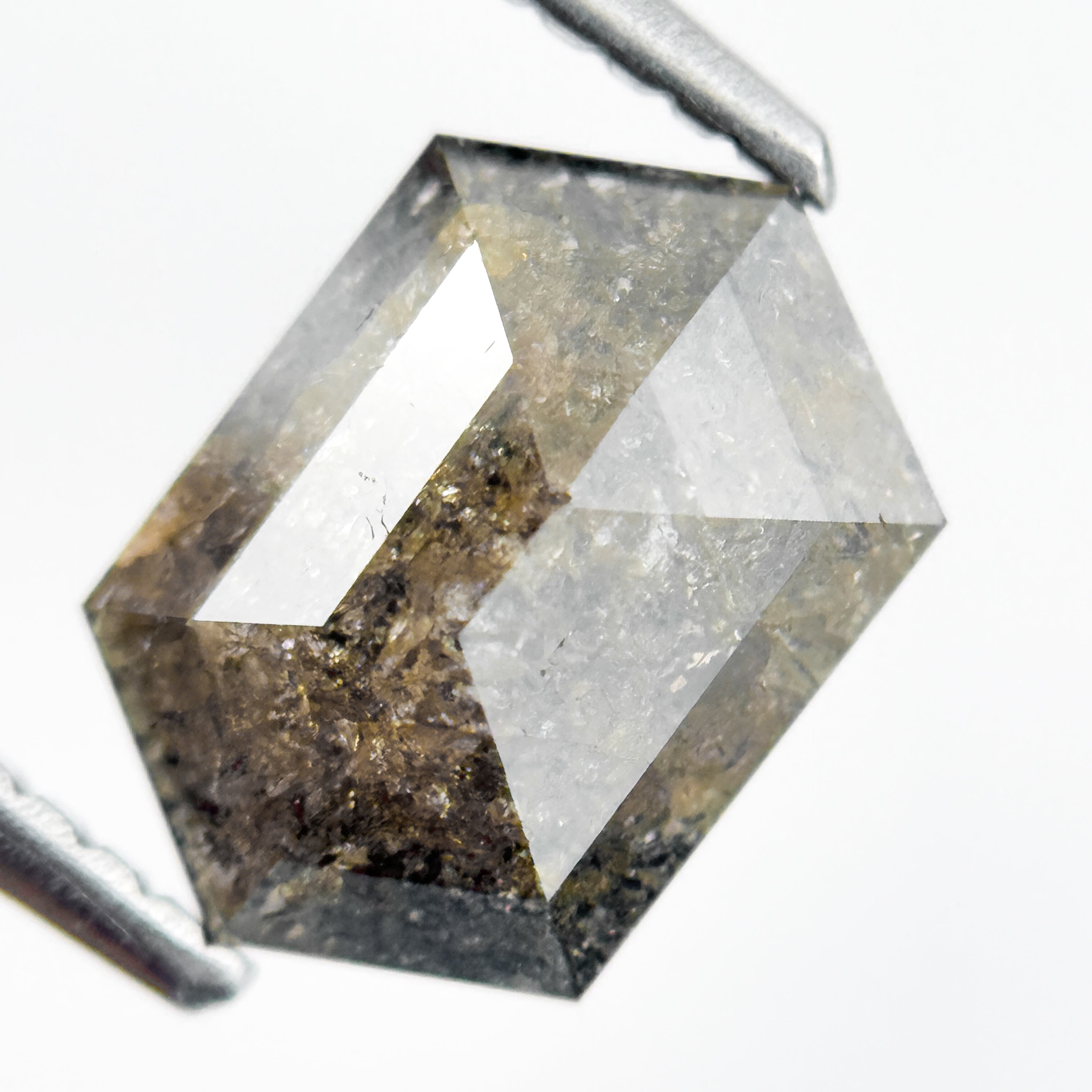 1.92 Ct Hexagon Rose Cut Yellow Natural Salt and Pepper Diamond