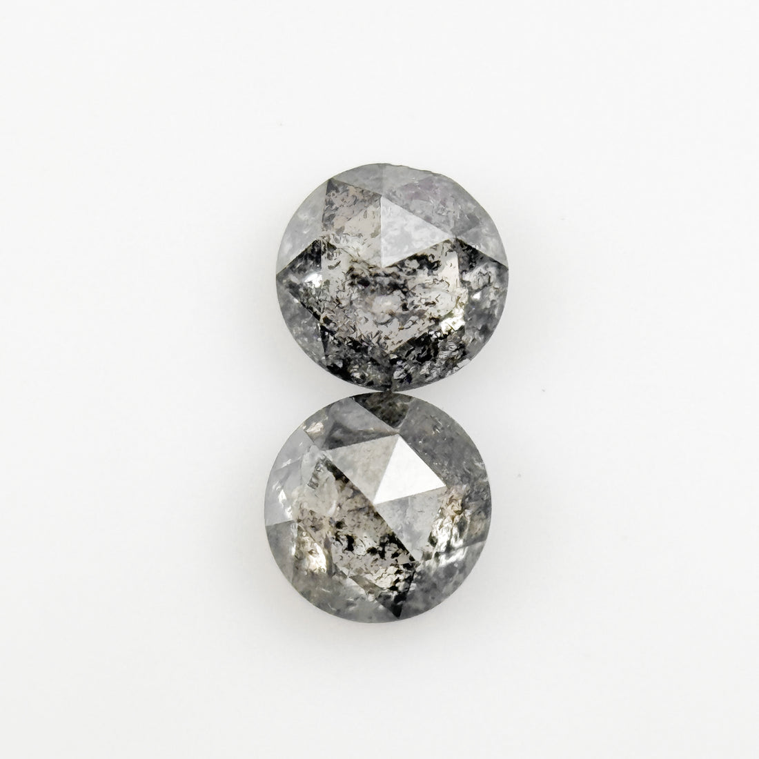 4 MM Round Rose Cut Grey Natural Fancy Diamond Pair