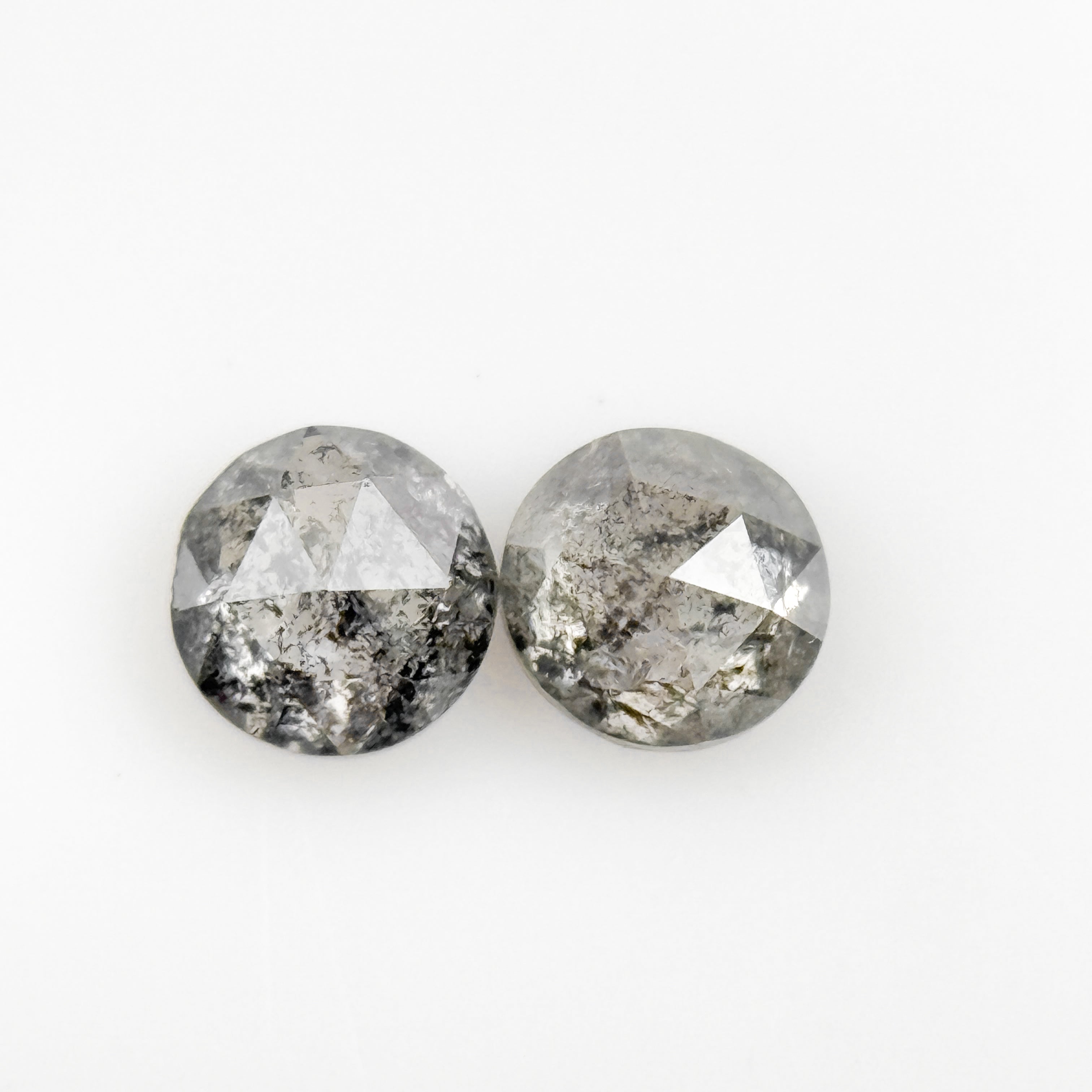 4 MM Round Rose Cut Grey Natural Fancy Diamond Pair