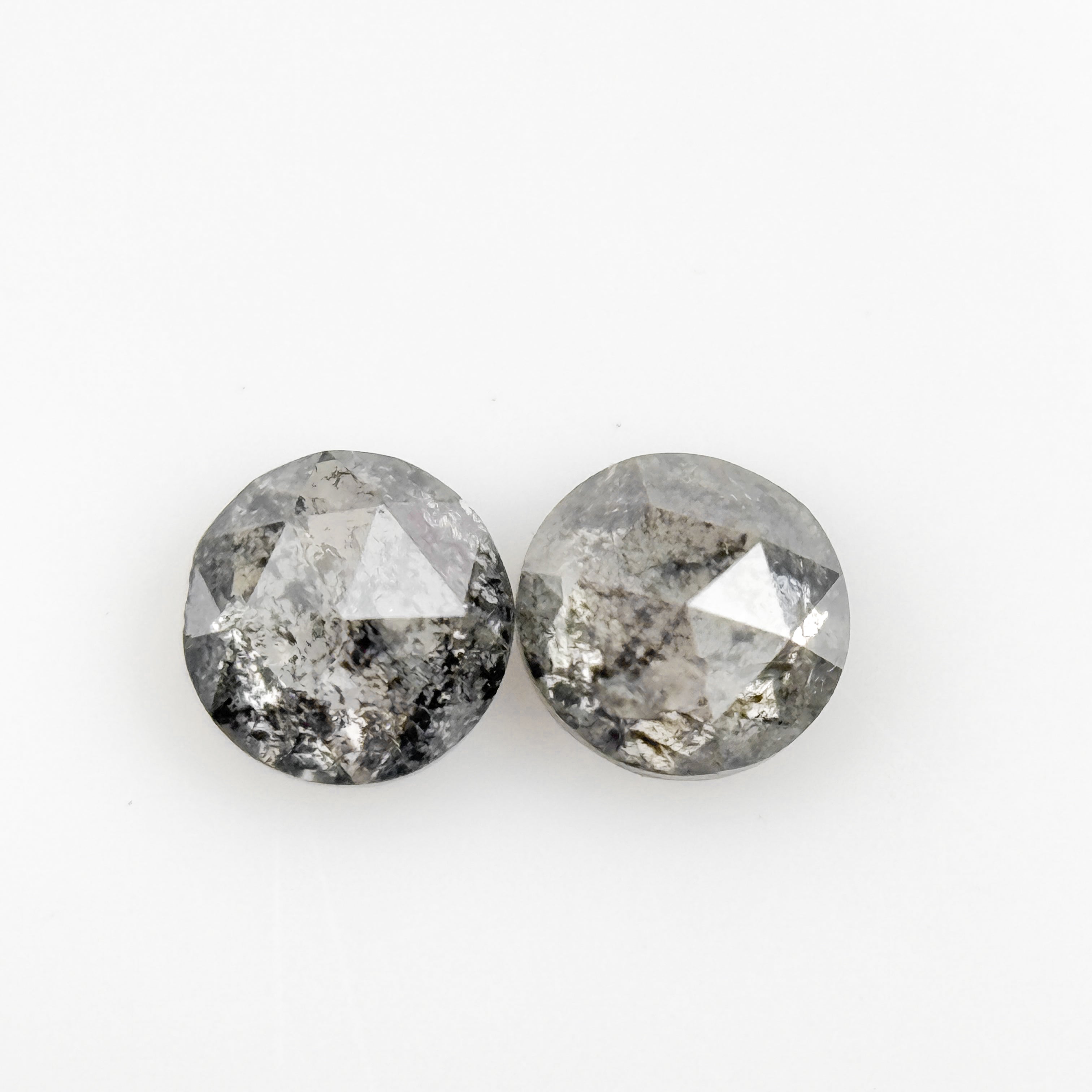 4 MM Round Rose Cut Grey Natural Fancy Diamond Pair