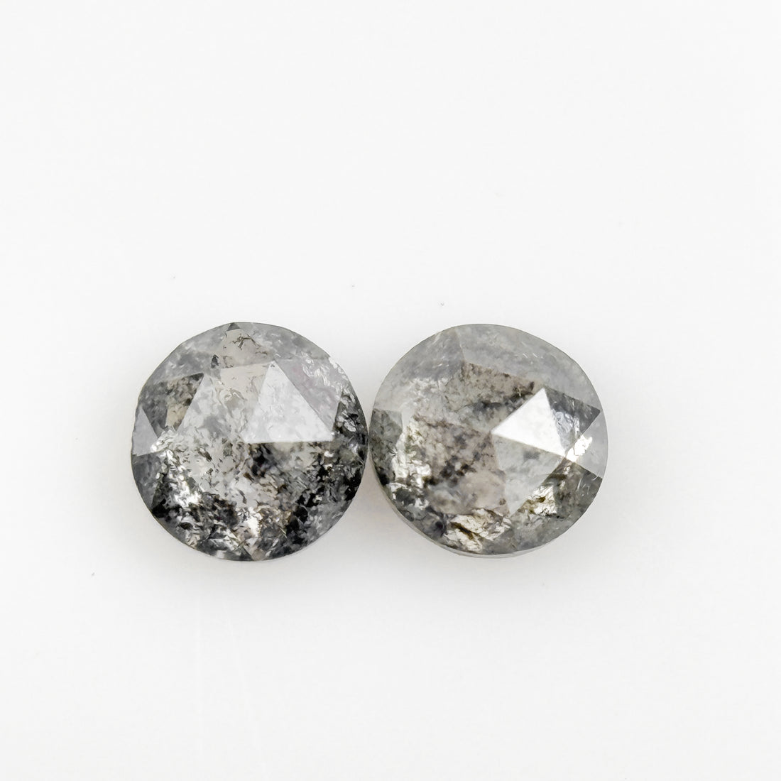4 MM Round Rose Cut Grey Natural Fancy Diamond Pair