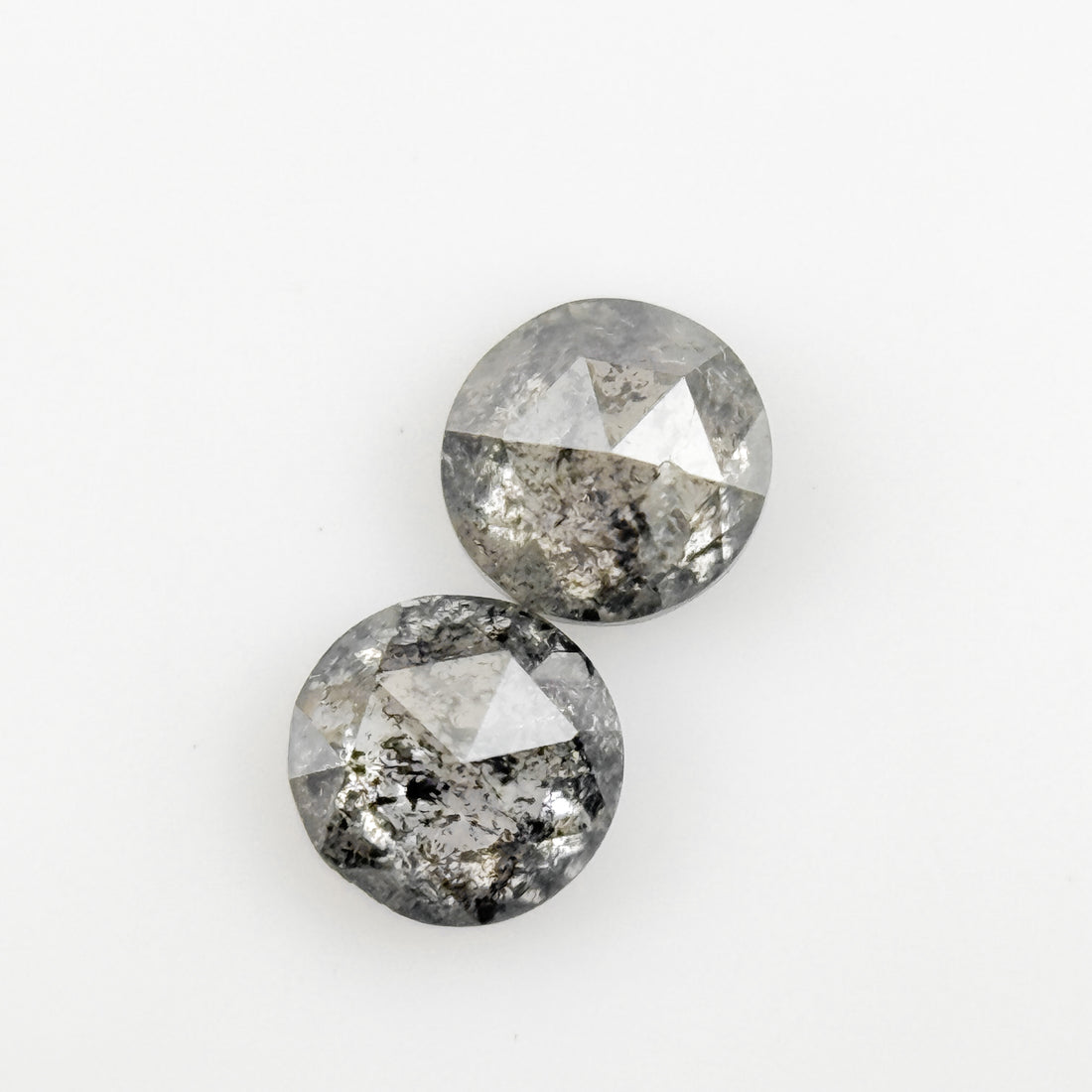 4 MM Round Rose Cut Grey Natural Fancy Diamond Pair