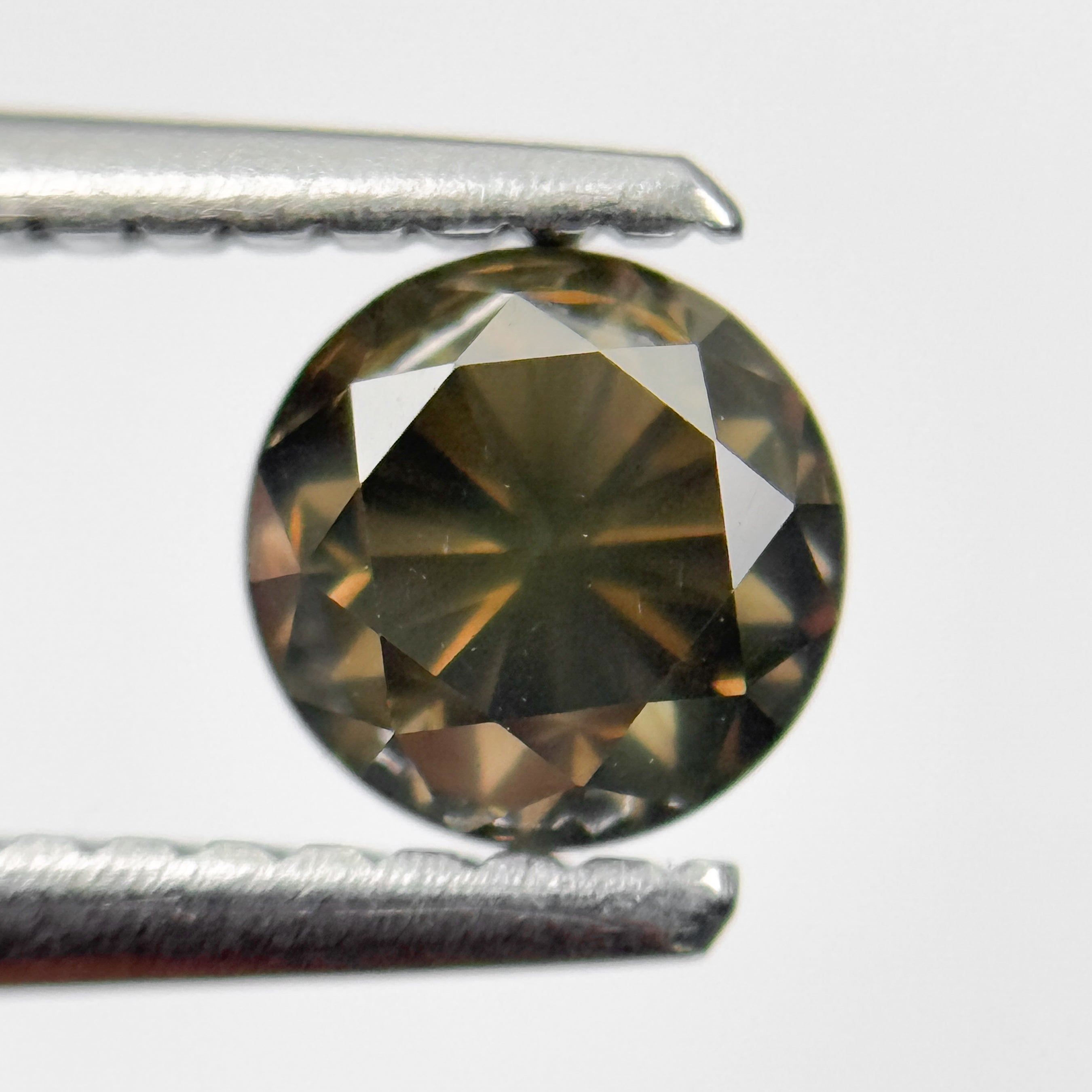 0.80 Ct Round Brilliant Cut Yellowish Natural Salt and Pepper Diamond