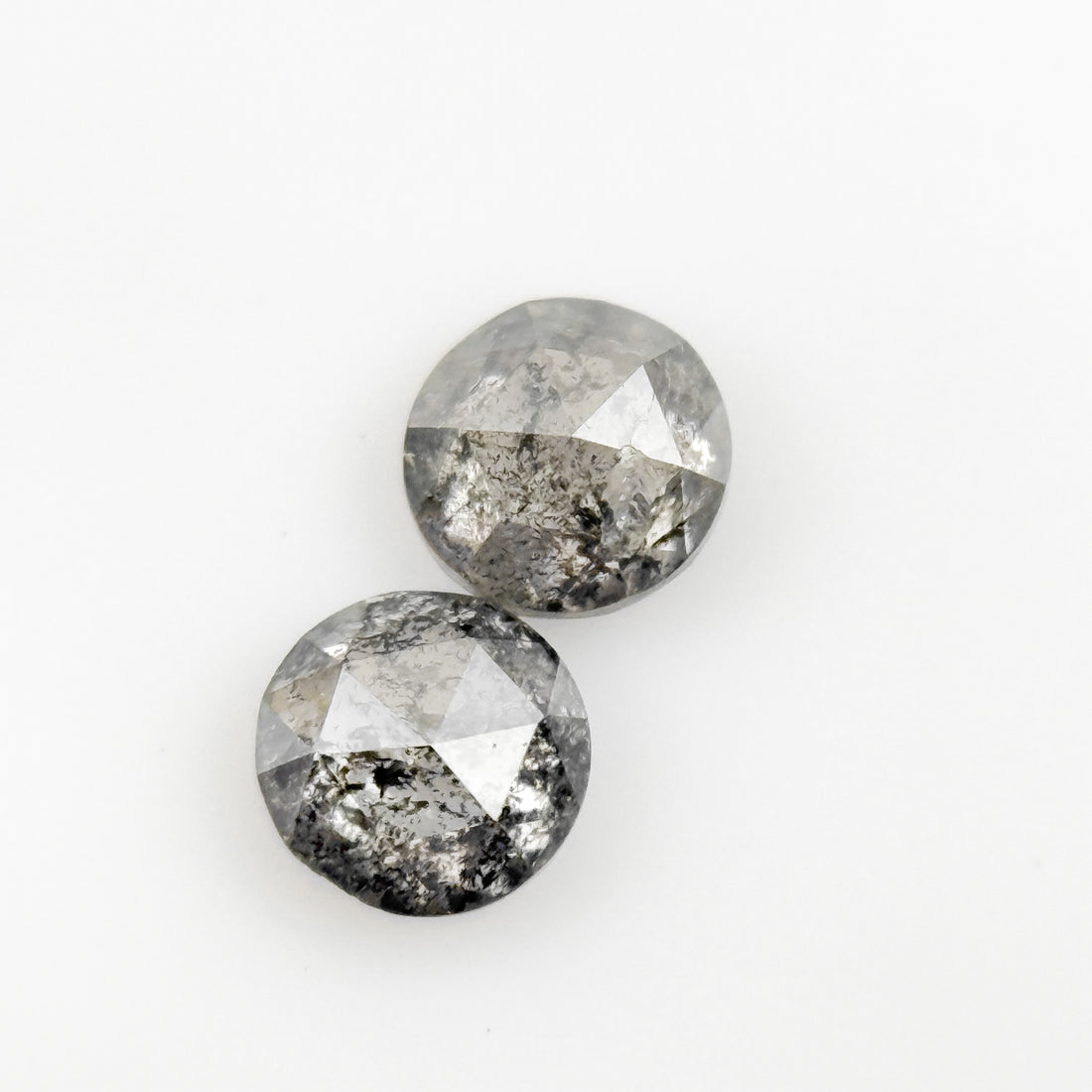 4 MM Round Rose Cut Grey Natural Fancy Diamond Pair