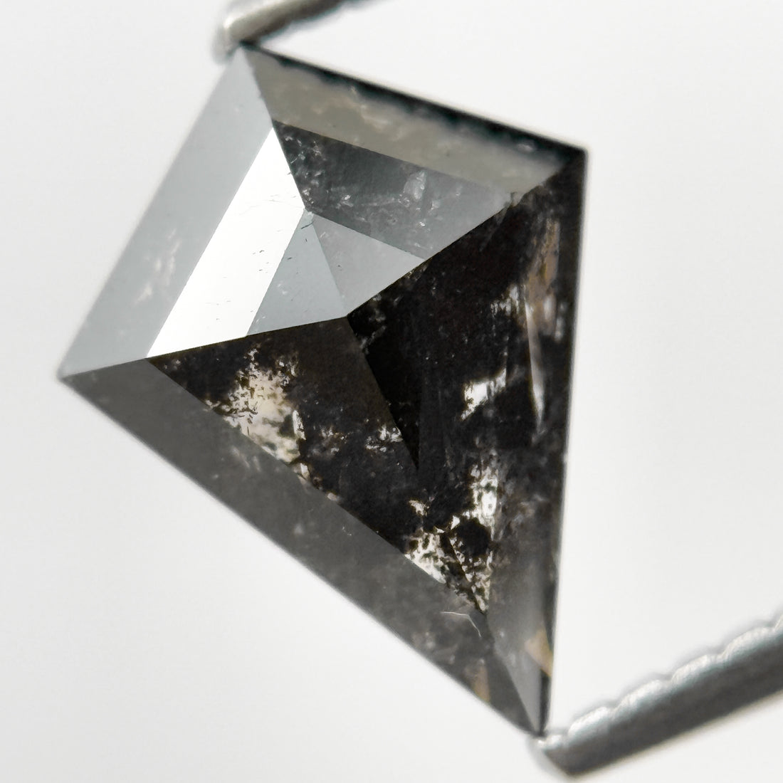 1.60 Ct Kite Rose Cut Grey Natural Salt and Pepper Diamond