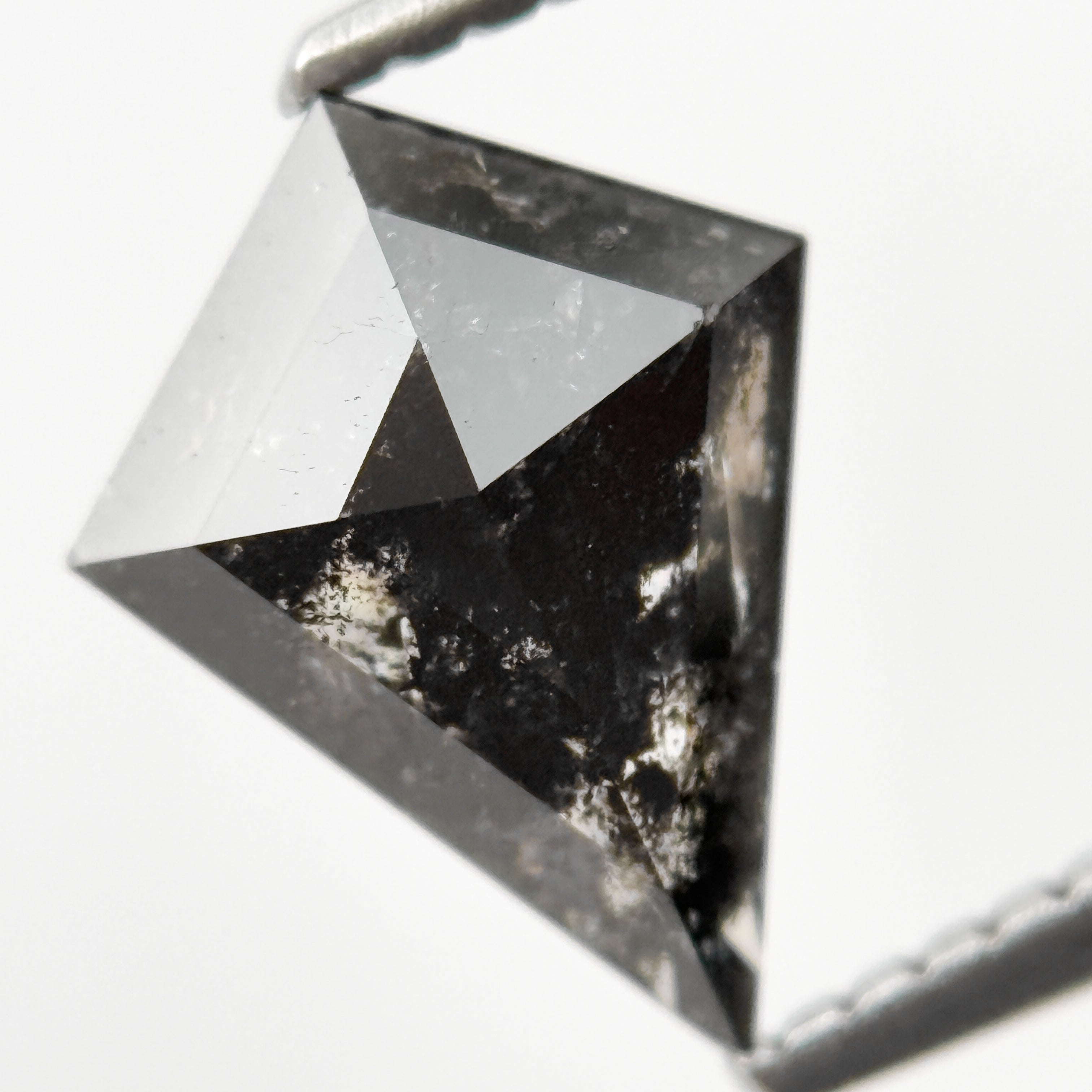 1.60 Ct Kite Rose Cut Grey Natural Salt and Pepper Diamond