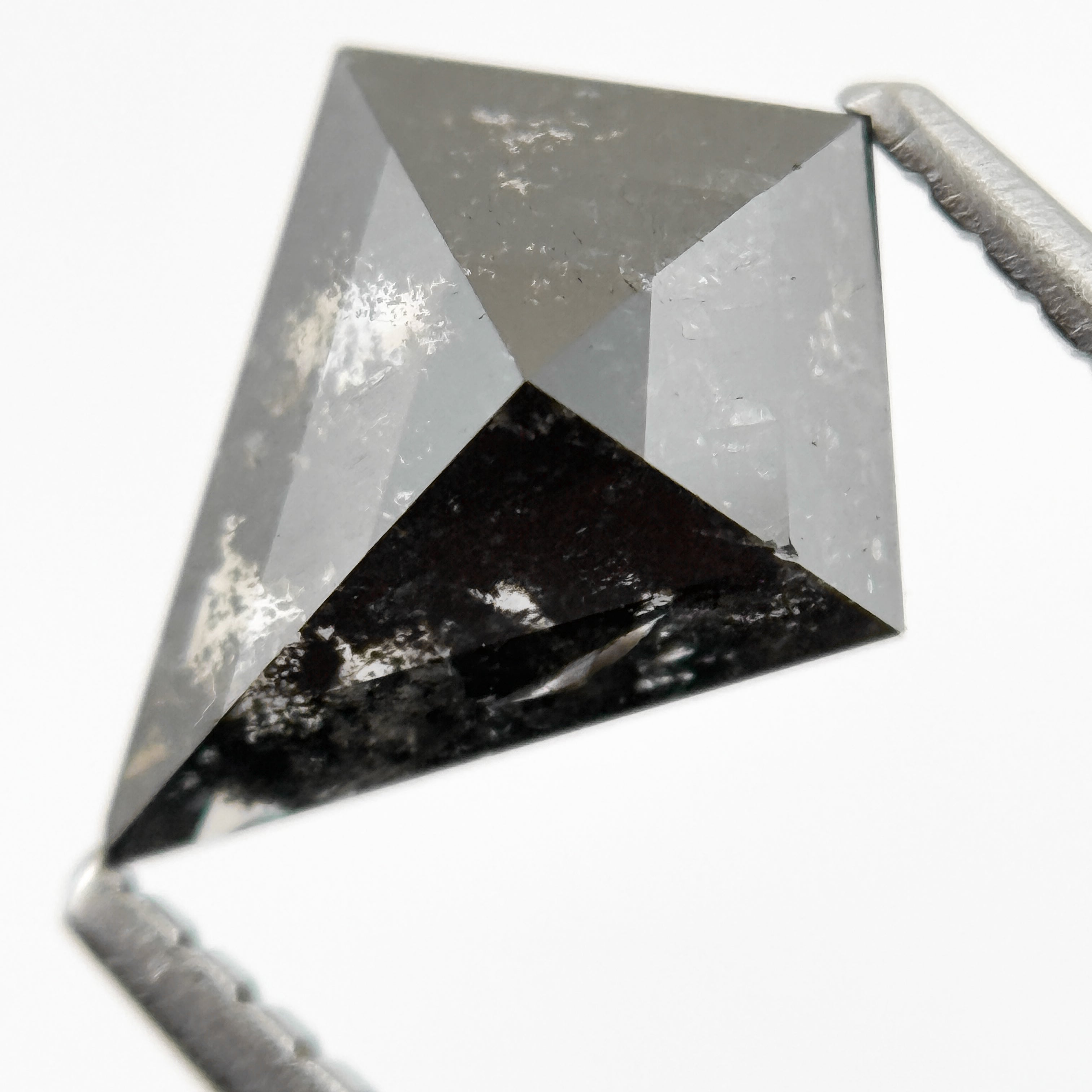 1.60 Ct Kite Rose Cut Grey Natural Salt and Pepper Diamond
