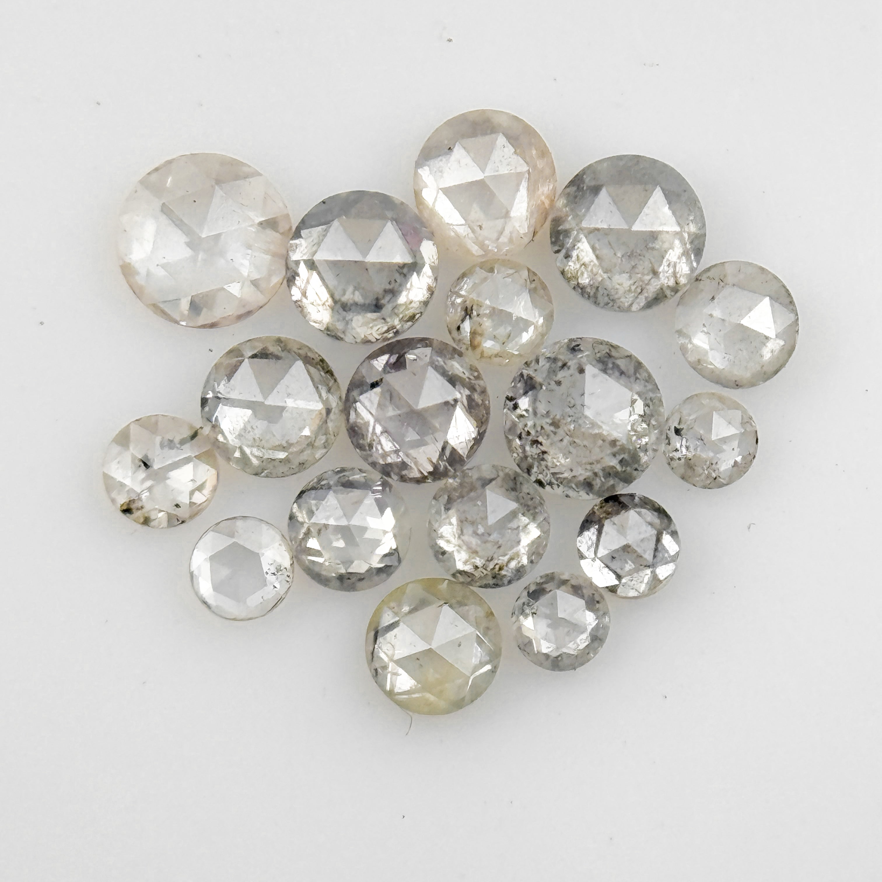 2 To 3 MM Round Rose Cut White Natural Galaxy Inclusion Diamond