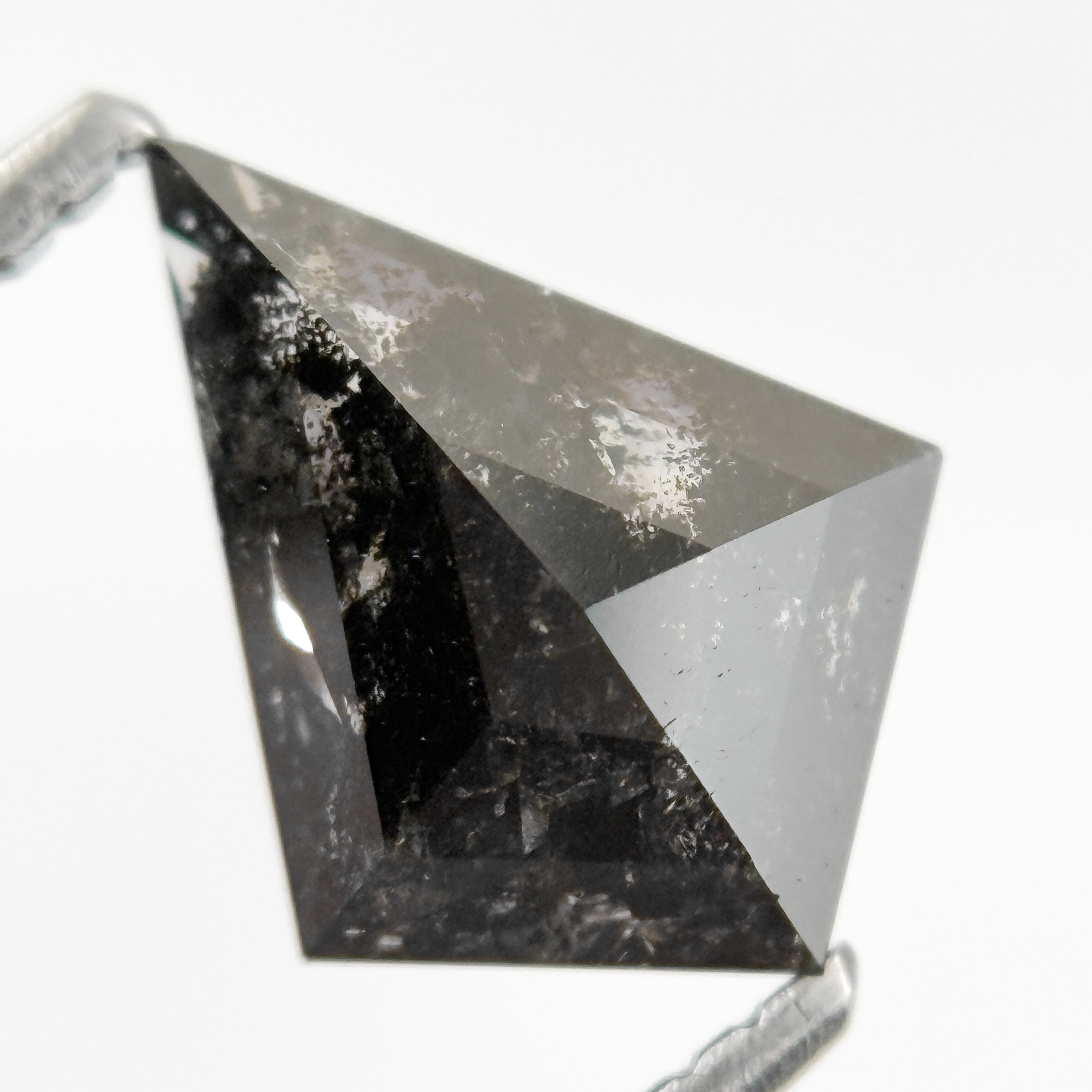 1.60 Ct Kite Rose Cut Grey Natural Salt and Pepper Diamond