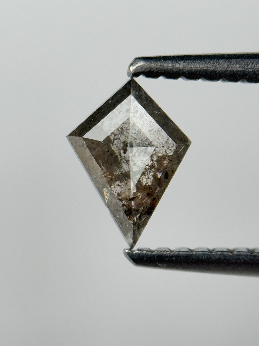 0.35 Ct Kite Rose Cut Grey Natural Salt and Pepper Diamond