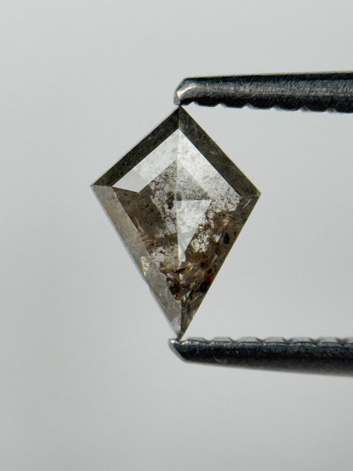 0.35 Ct Kite Rose Cut Grey Natural Salt and Pepper Diamond