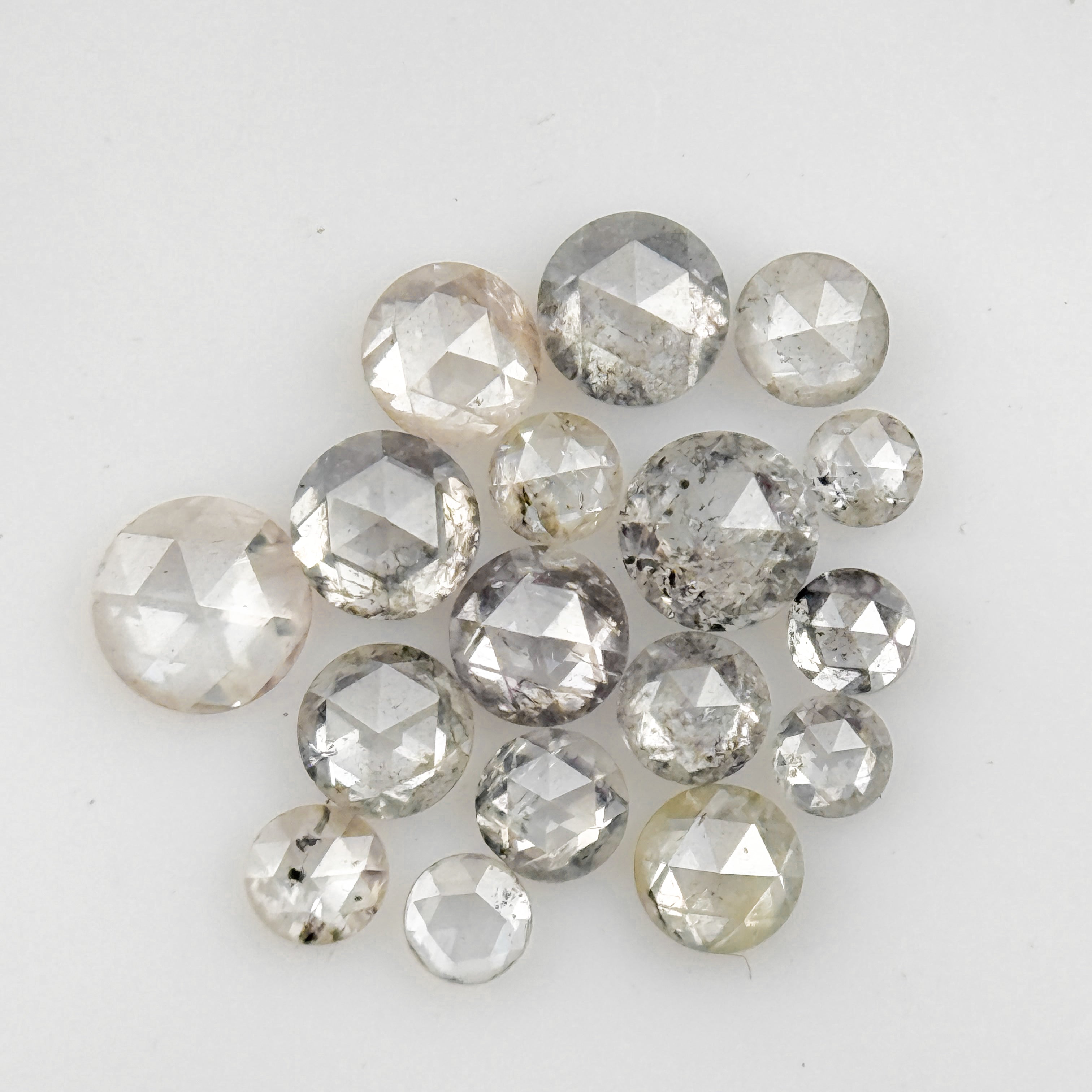 2 To 3 MM Round Rose Cut White Natural Galaxy Inclusion Diamond