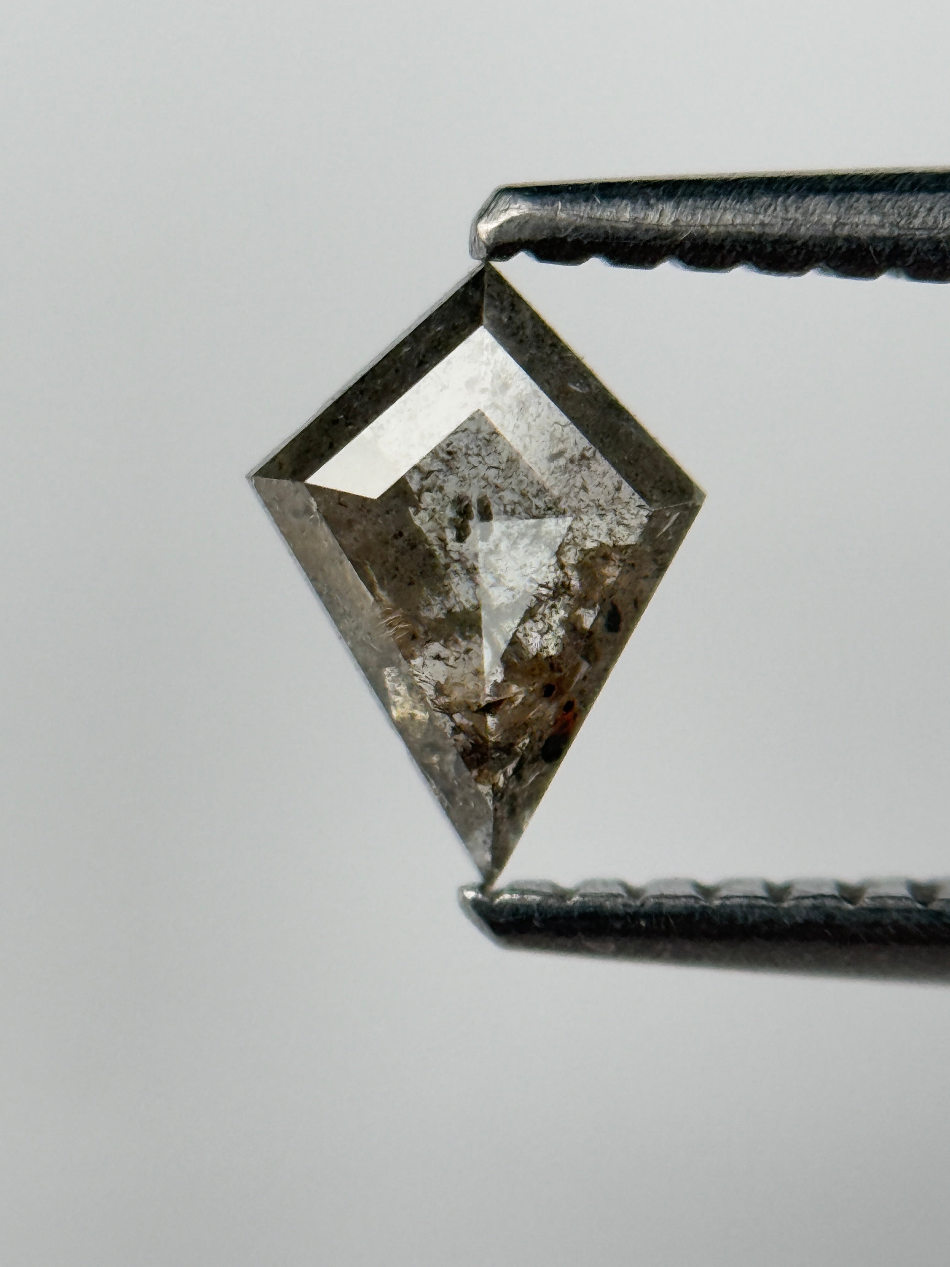 0.35 Ct Kite Rose Cut Grey Natural Salt and Pepper Diamond