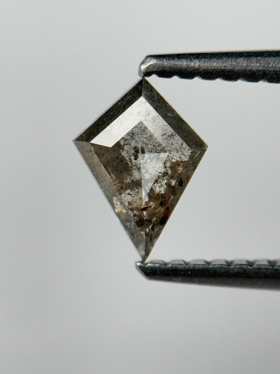 0.35 Ct Kite Rose Cut Grey Natural Salt and Pepper Diamond