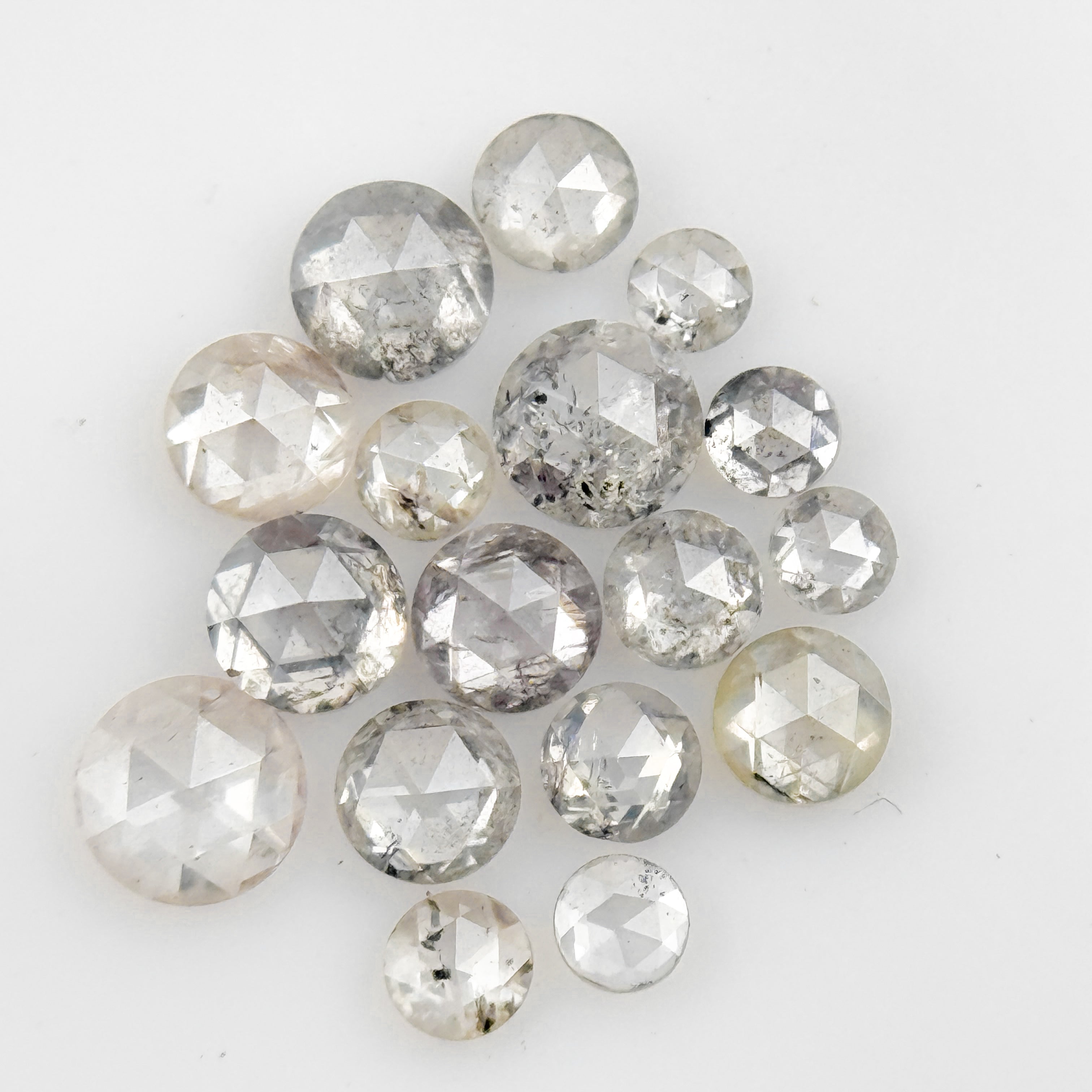 2 To 3 MM Round Rose Cut White Natural Galaxy Inclusion Diamond