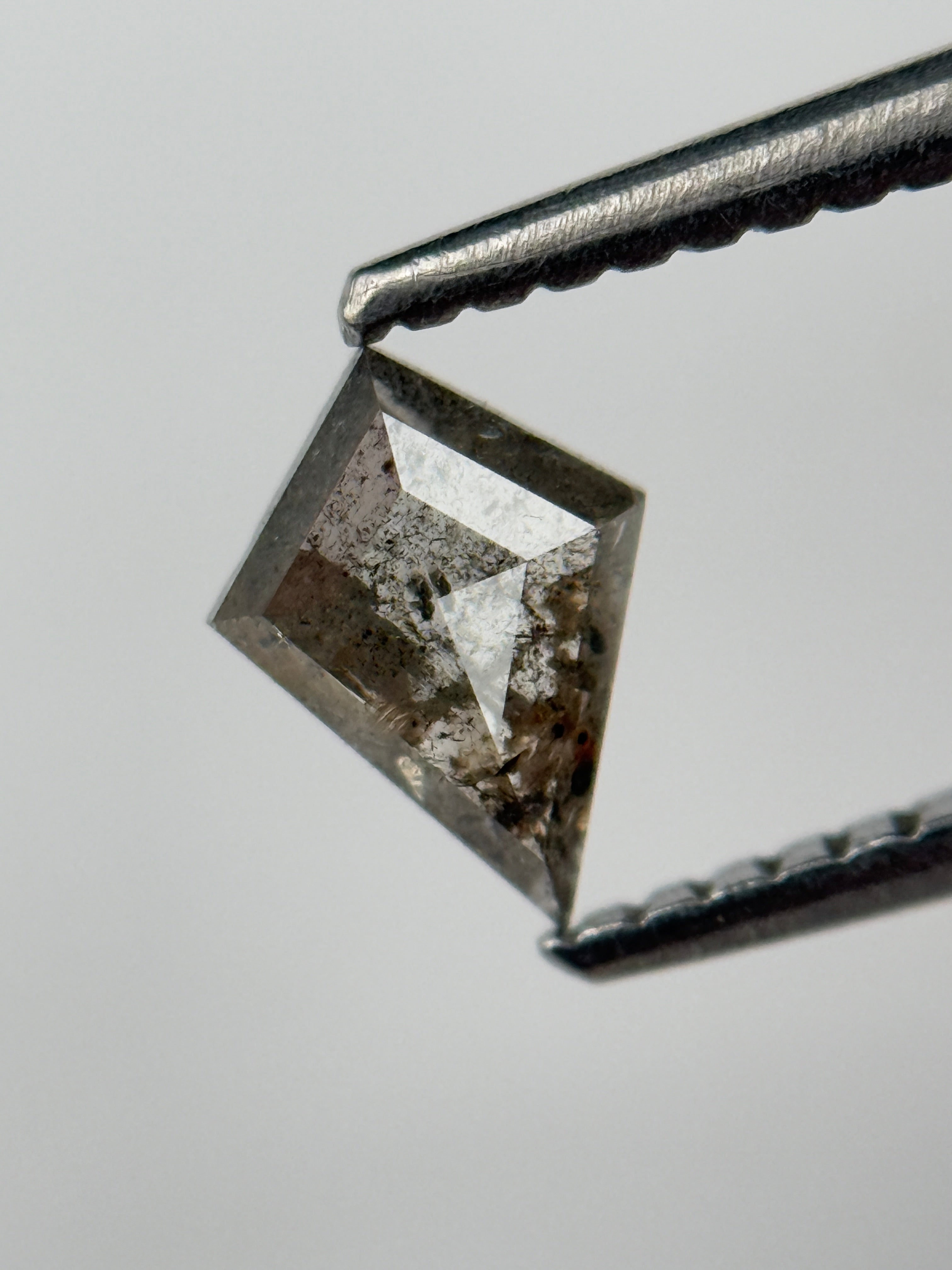 0.35 Ct Kite Rose Cut Grey Natural Salt and Pepper Diamond