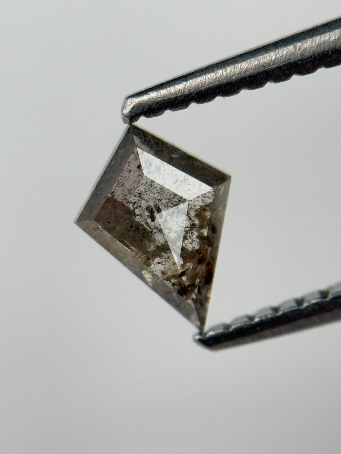 0.35 Ct Kite Rose Cut Grey Natural Salt and Pepper Diamond