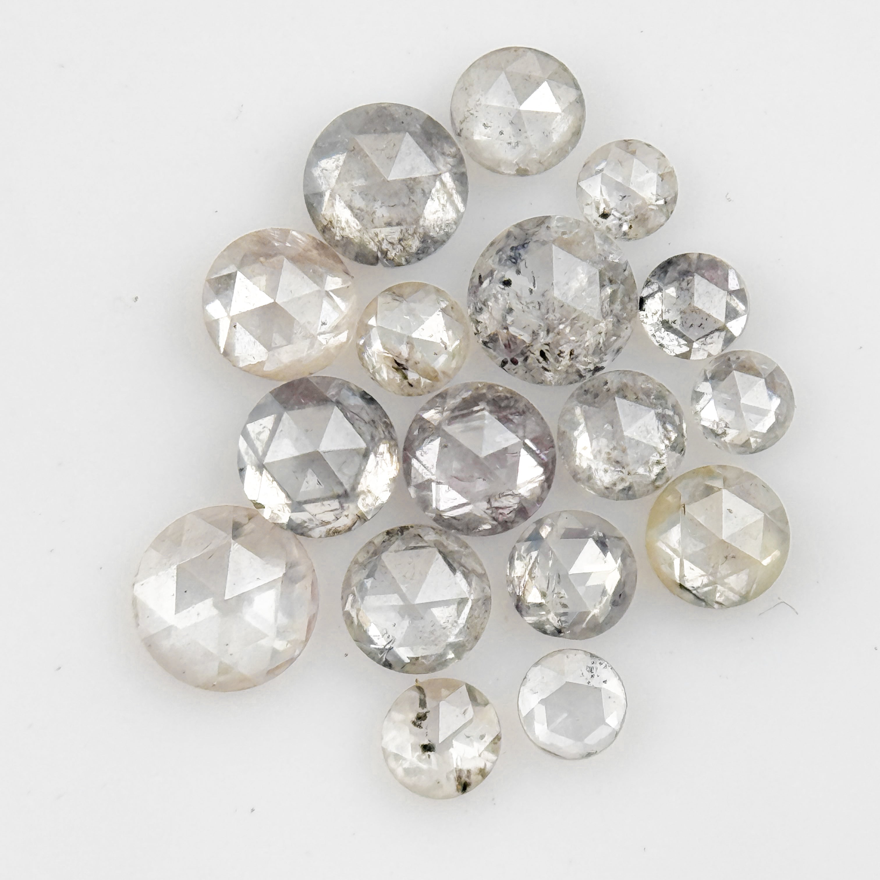 2 To 3 MM Round Rose Cut White Natural Galaxy Inclusion Diamond