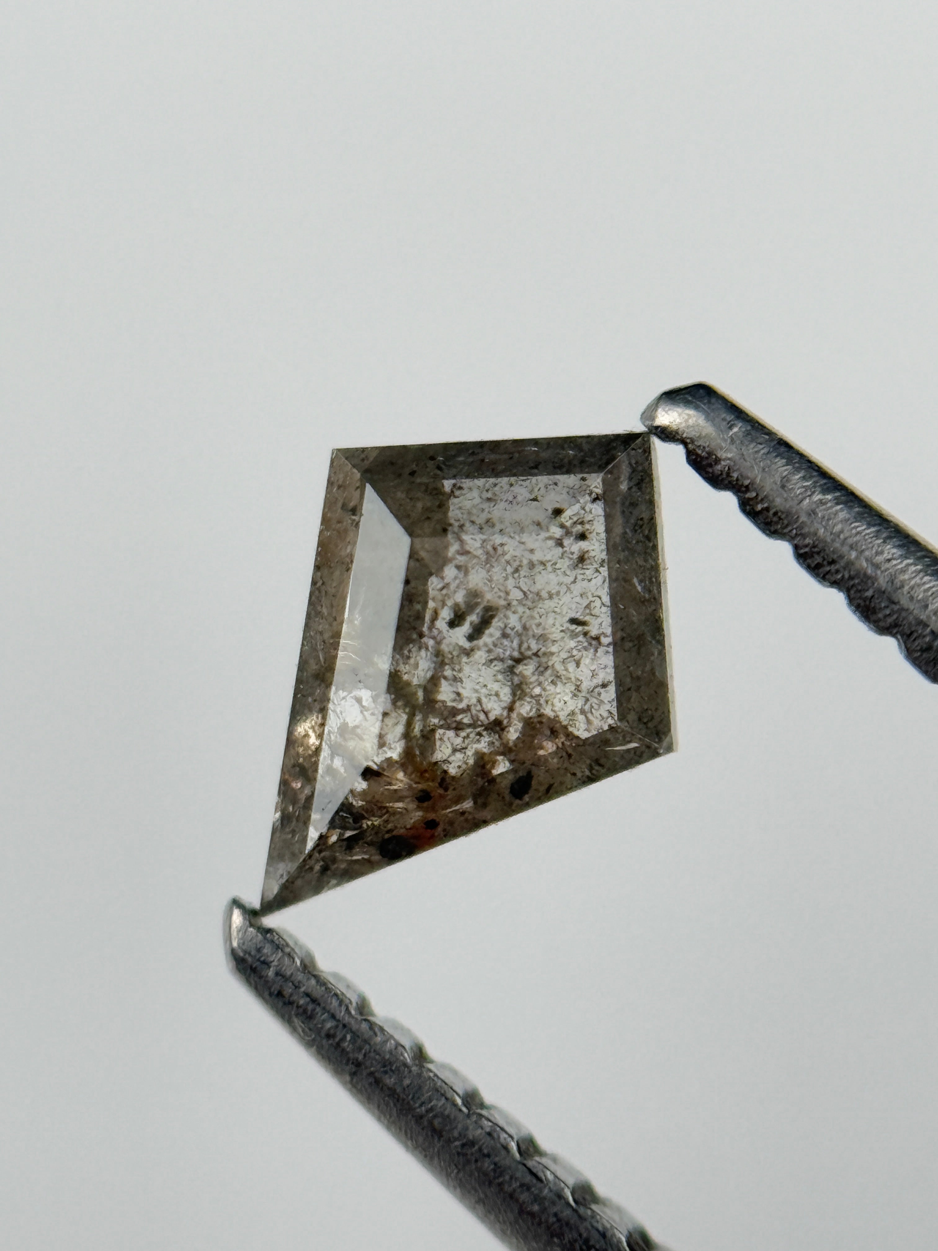 0.35 Ct Kite Rose Cut Grey Natural Salt and Pepper Diamond