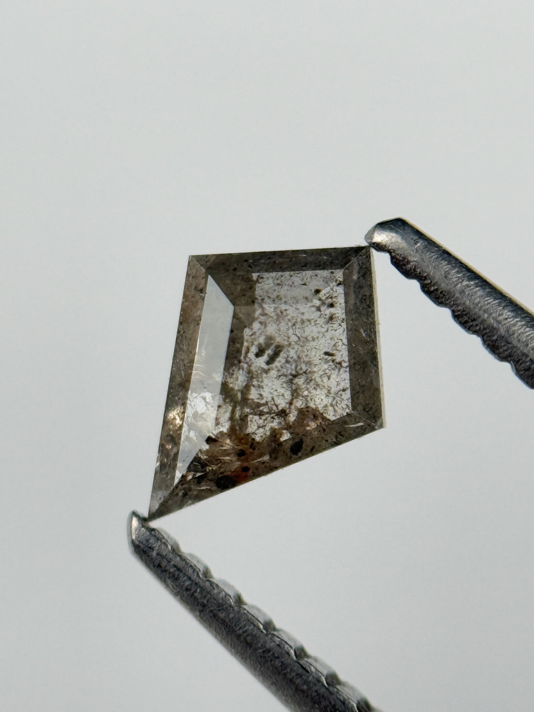 0.35 Ct Kite Rose Cut Grey Natural Salt and Pepper Diamond