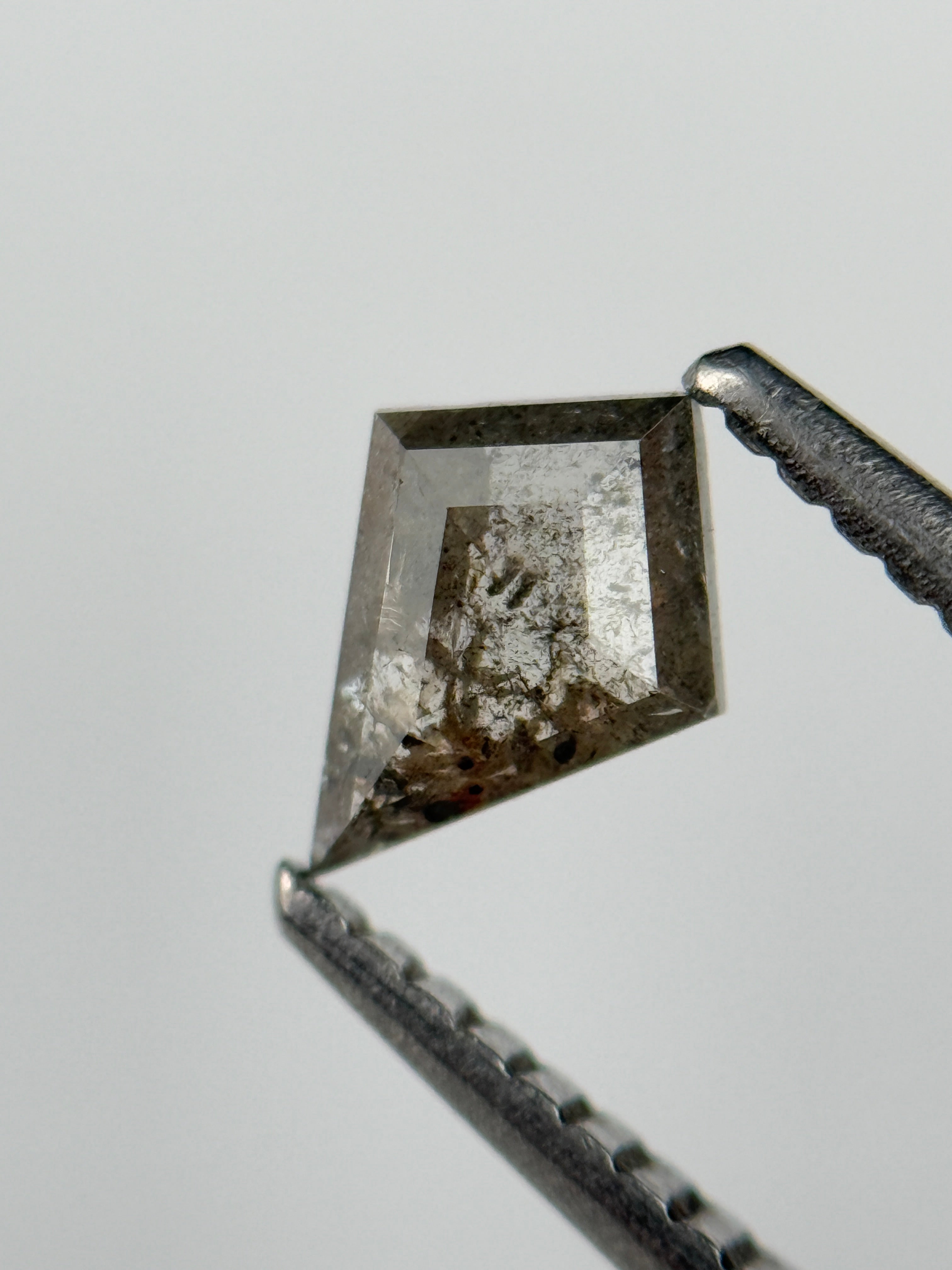 0.35 Ct Kite Rose Cut Grey Natural Salt and Pepper Diamond