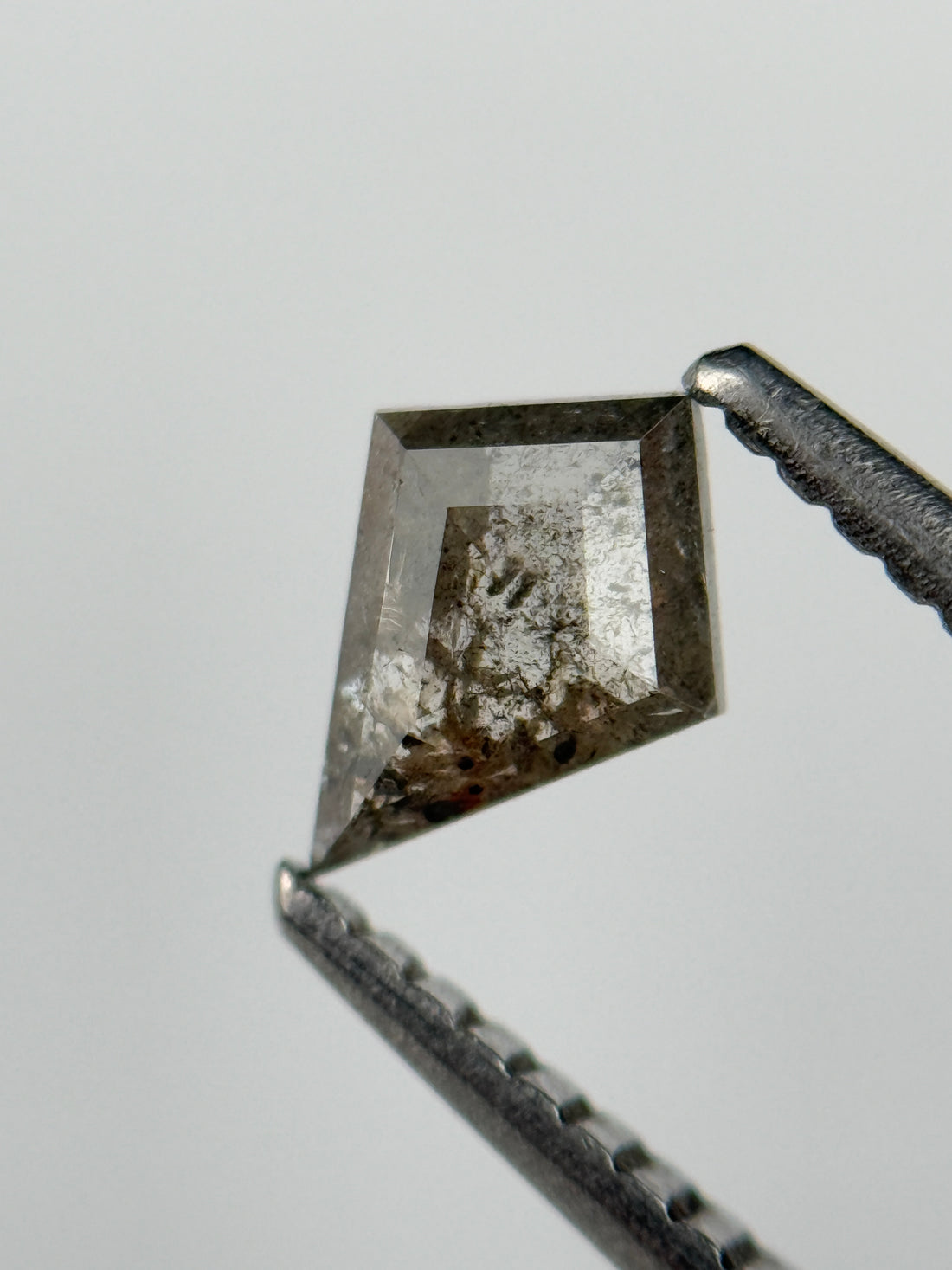 0.35 Ct Kite Rose Cut Grey Natural Salt and Pepper Diamond