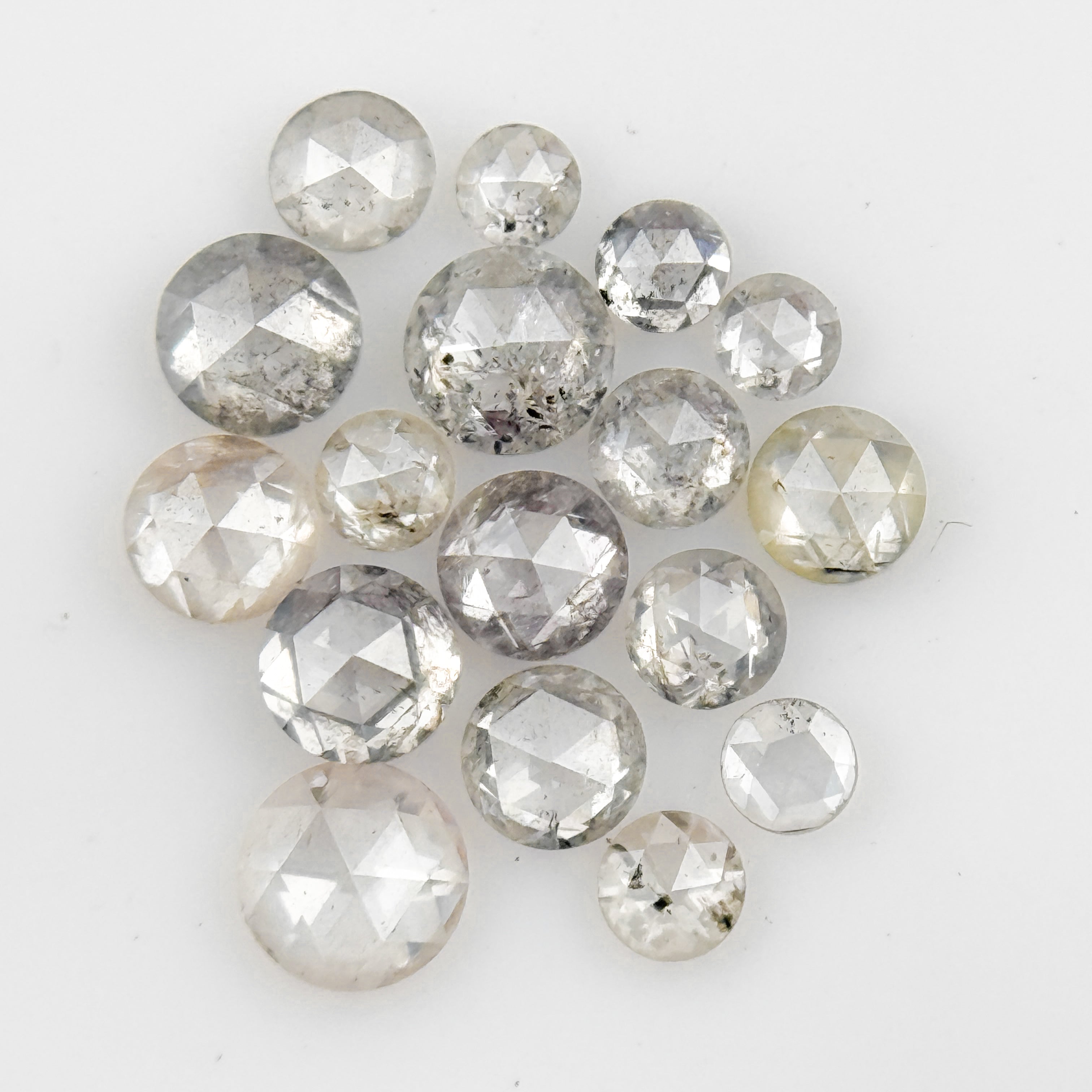 2 To 3 MM Round Rose Cut White Natural Galaxy Inclusion Diamond