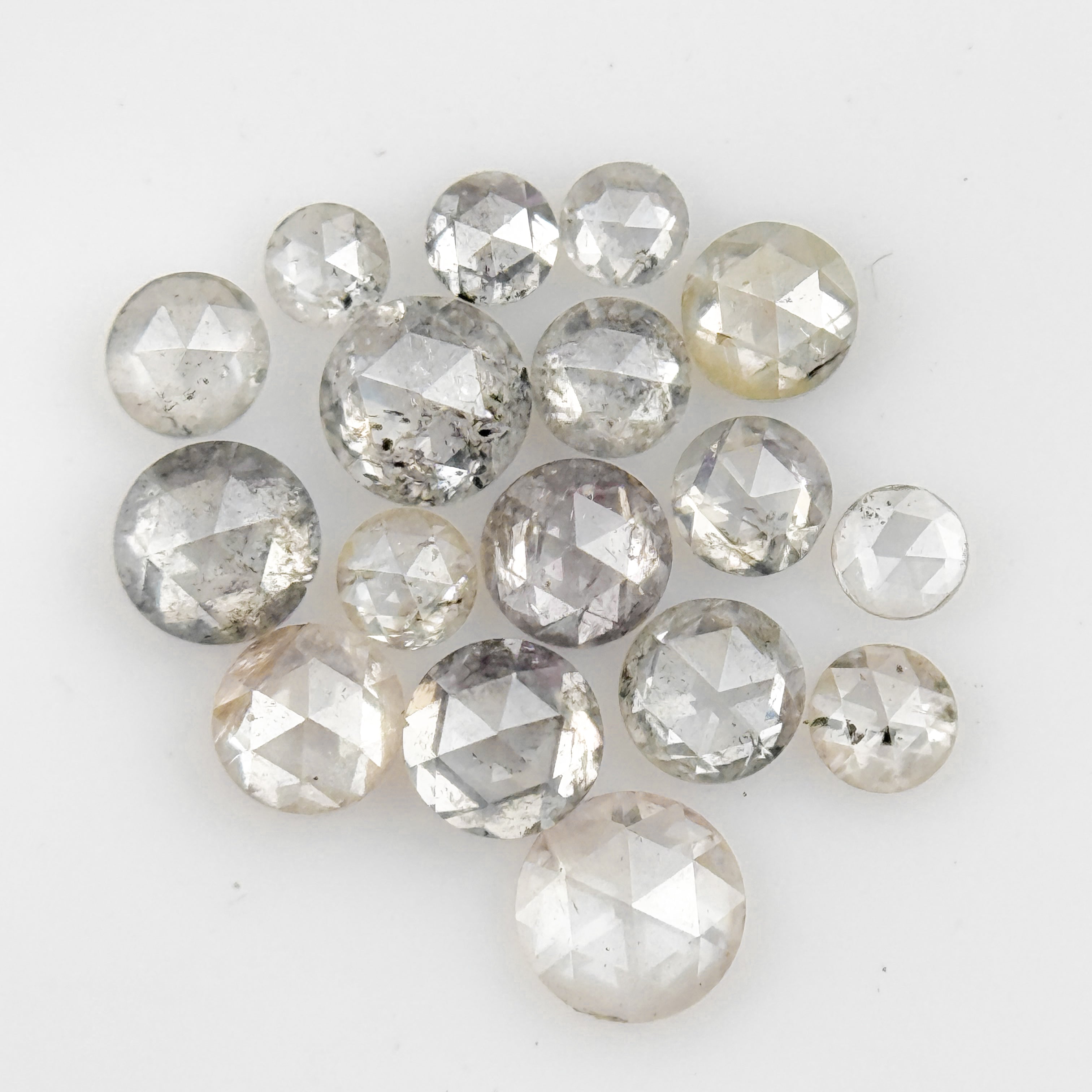 2 To 3 MM Round Rose Cut White Natural Galaxy Inclusion Diamond