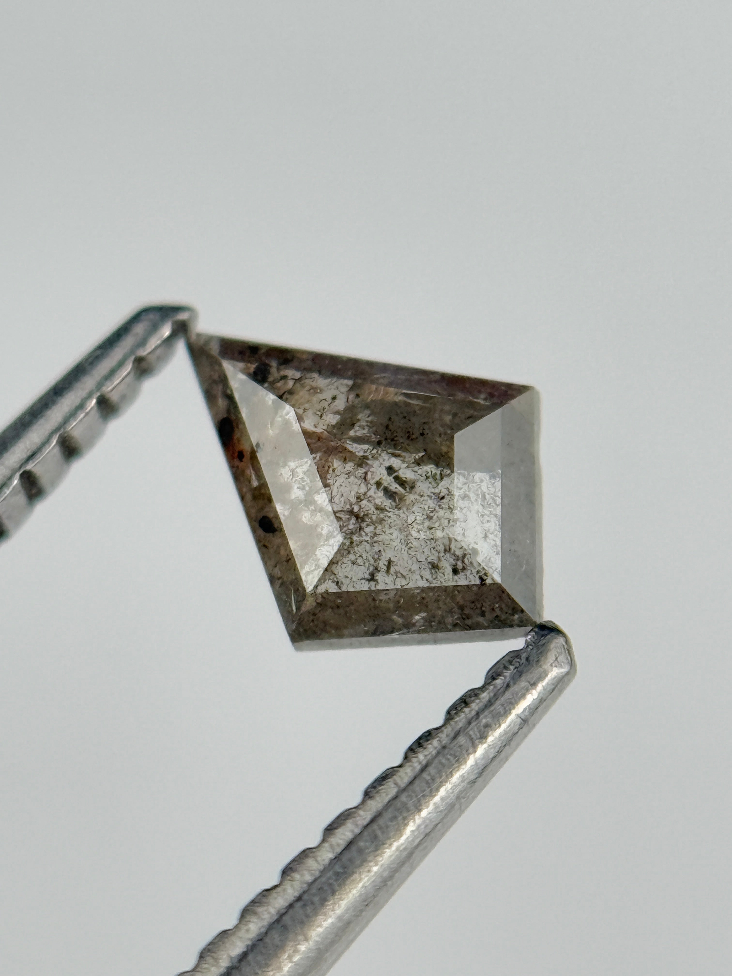 0.35 Ct Kite Rose Cut Grey Natural Salt and Pepper Diamond