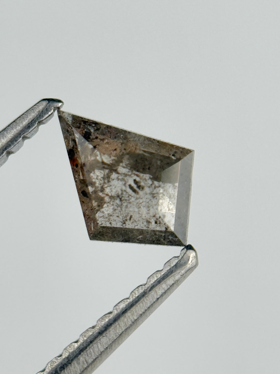 0.35 Ct Kite Rose Cut Grey Natural Salt and Pepper Diamond