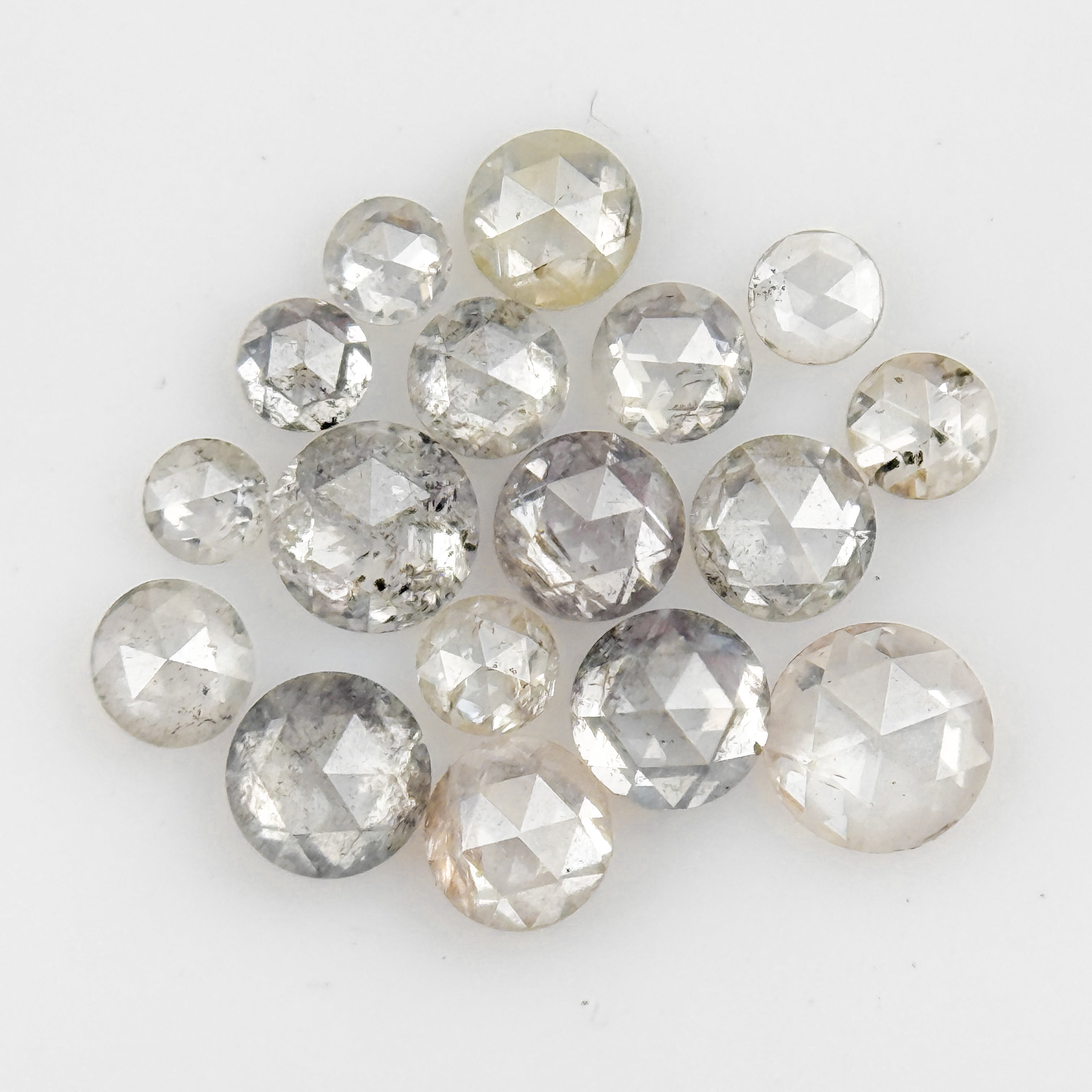 2 To 3 MM Round Rose Cut White Natural Galaxy Inclusion Diamond