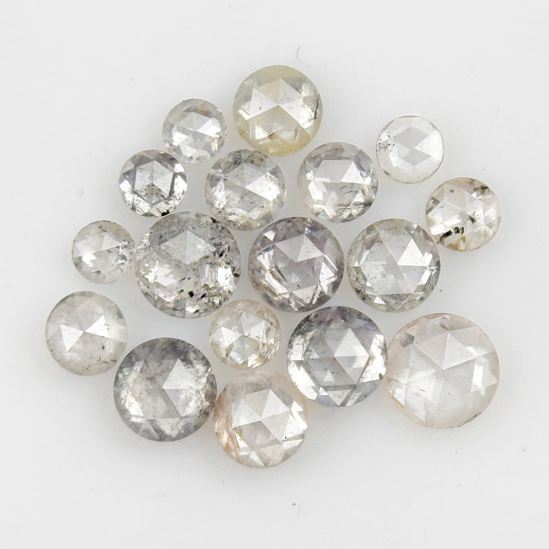 2 To 3 MM Round Rose Cut White Natural Galaxy Inclusion Diamond