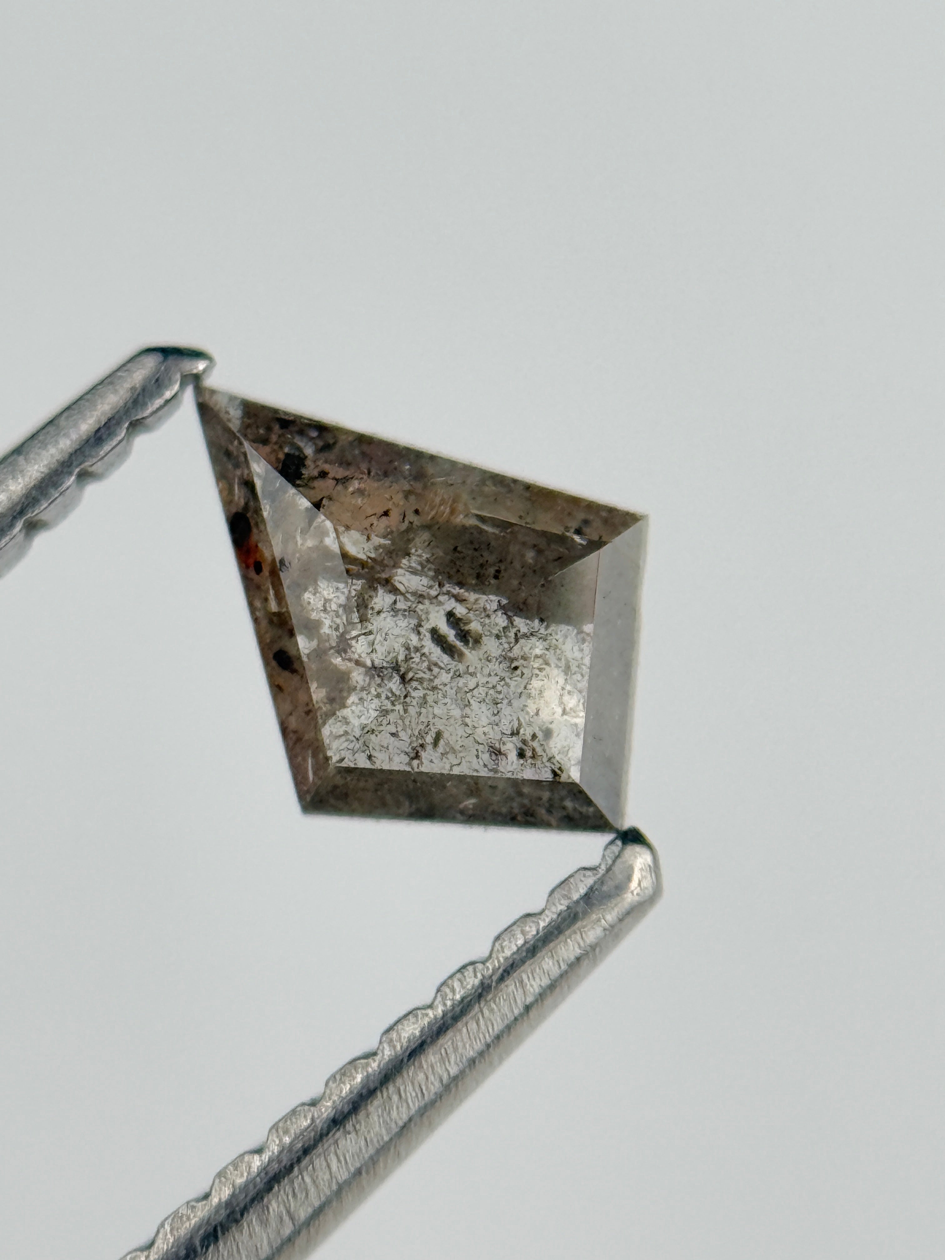 0.35 Ct Kite Rose Cut Grey Natural Salt and Pepper Diamond