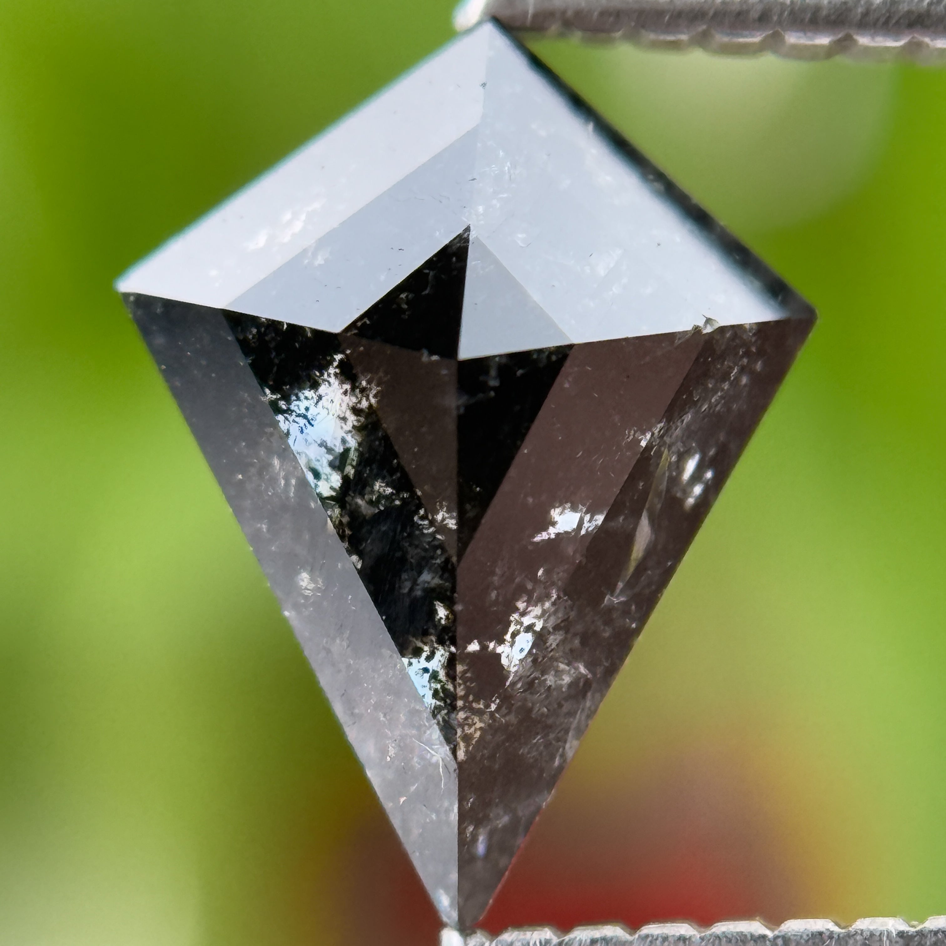 1.60 Ct Kite Rose Cut Grey Natural Salt and Pepper Diamond