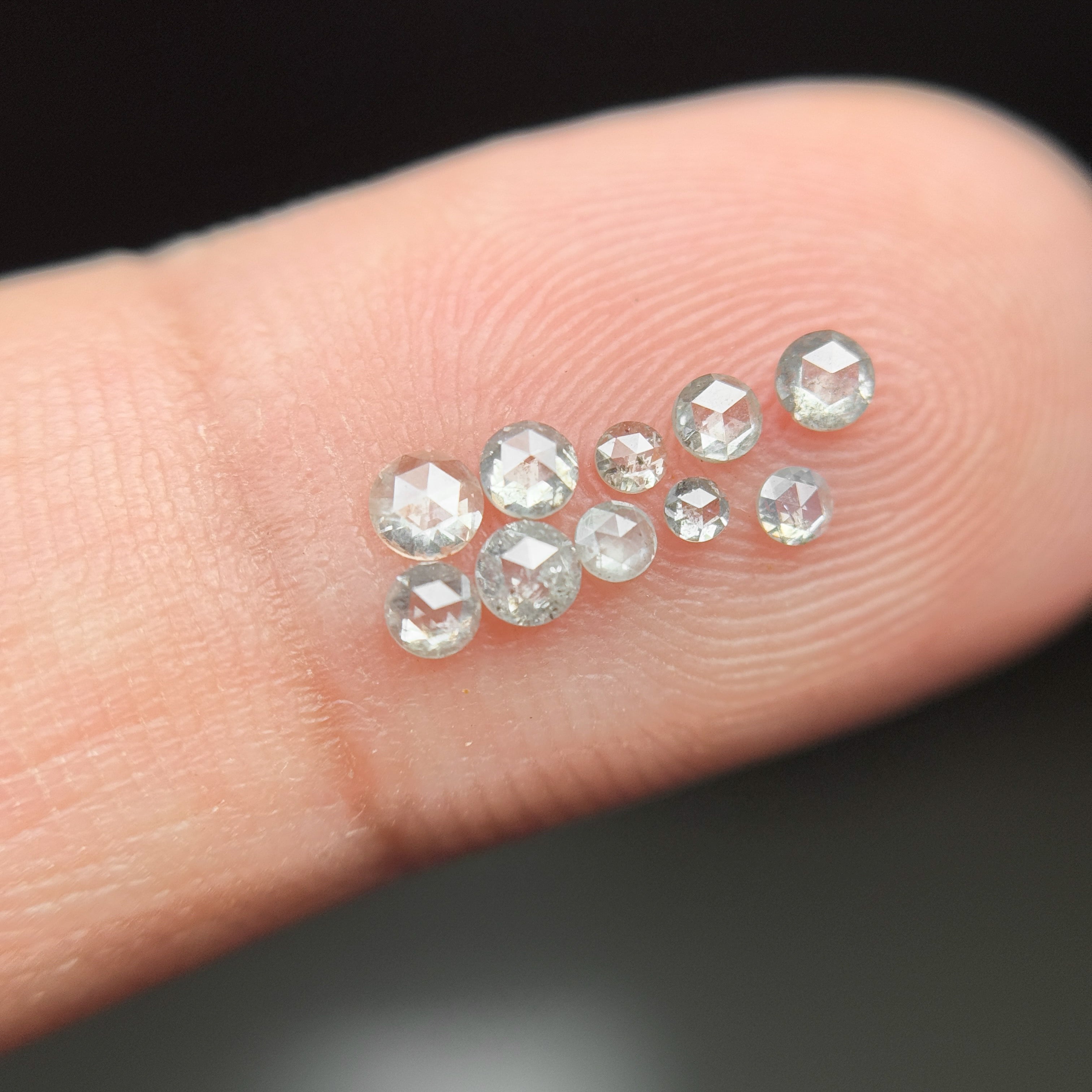 2 To 3 MM Round Rose Cut White Natural Galaxy Inclusion Diamond