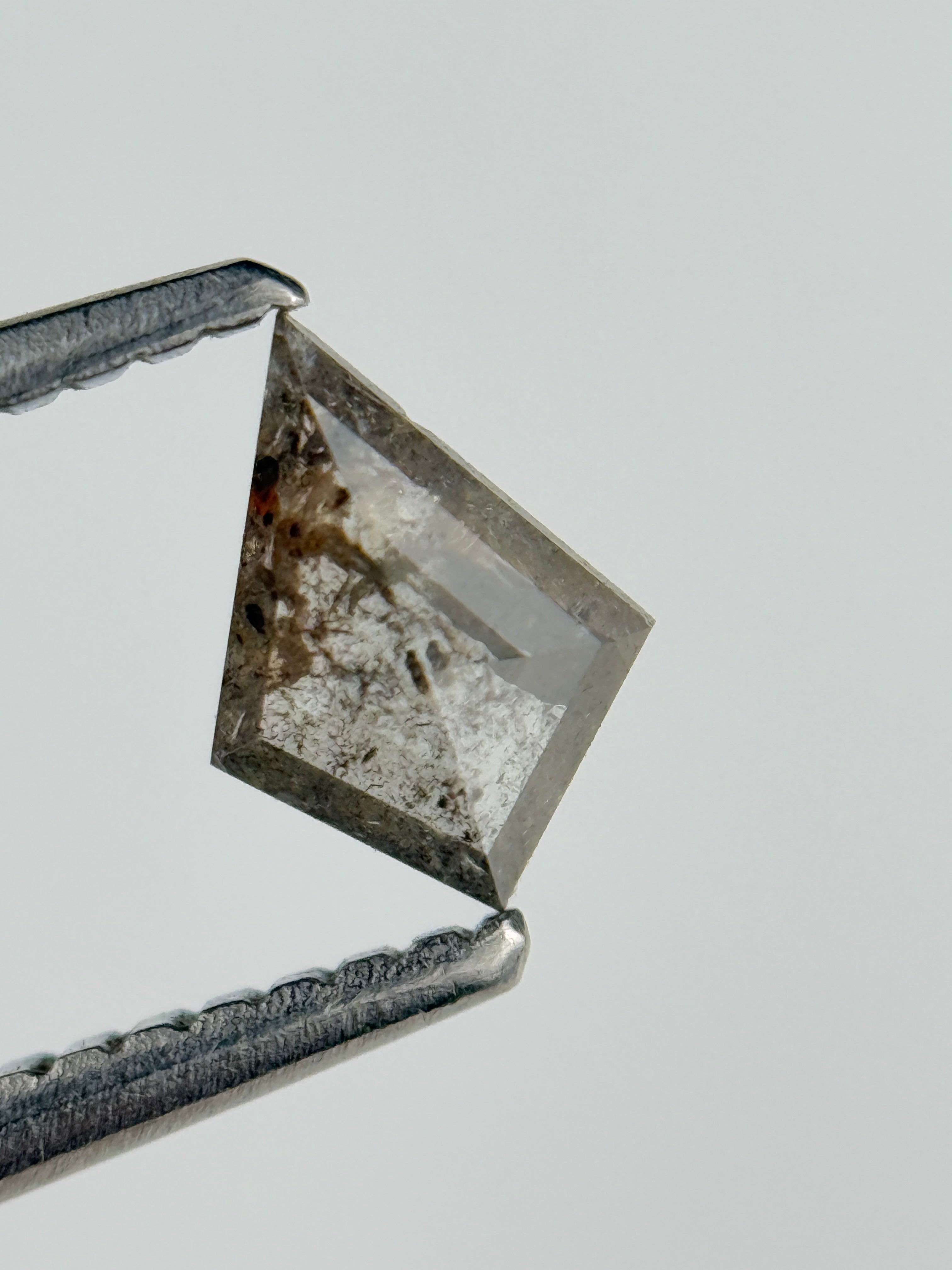 0.35 Ct Kite Rose Cut Grey Natural Salt and Pepper Diamond