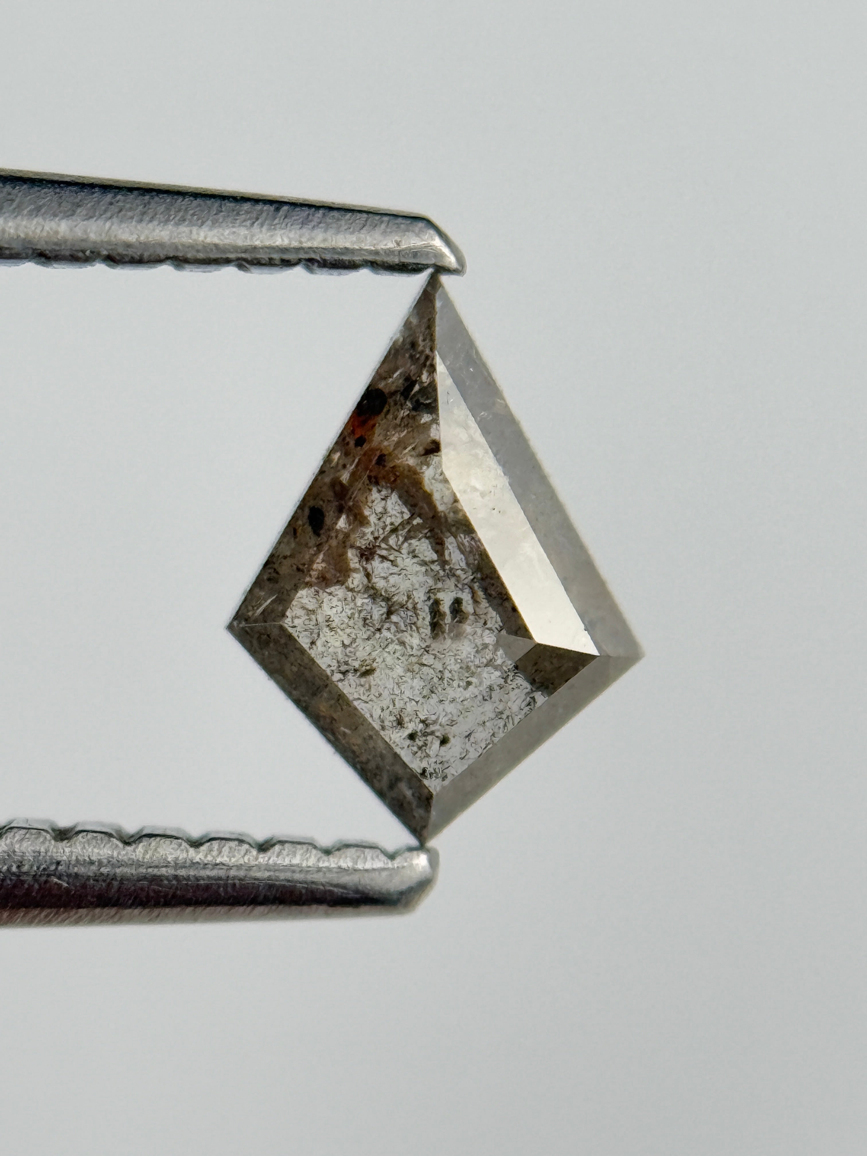 0.35 Ct Kite Rose Cut Grey Natural Salt and Pepper Diamond